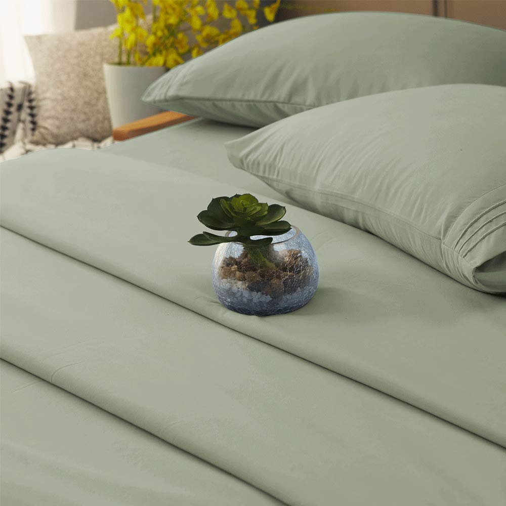 Bed Sheet Set Super Soft Microfiber 1800 Thread Count Luxury Egyptian Sheets 16-Inch Deep Pocket Wrinkle and Hypoallergenic-4 Piece(Queen Dark Grey)