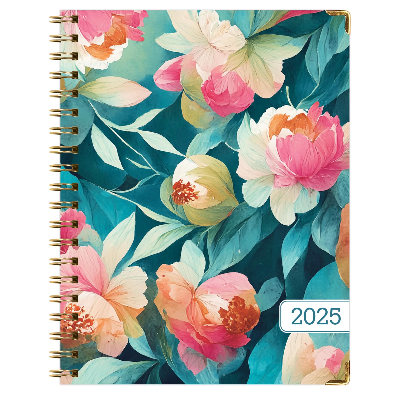 1     HARDCOVER 2025 Planner, 8.5"x11": 14 Months (November 2024 - December 2025), Daily Weekly Monthly Planner, Yearly Agenda, Bookmark, Pocket Folder and Sticky Note Set (Pastel Peacock)