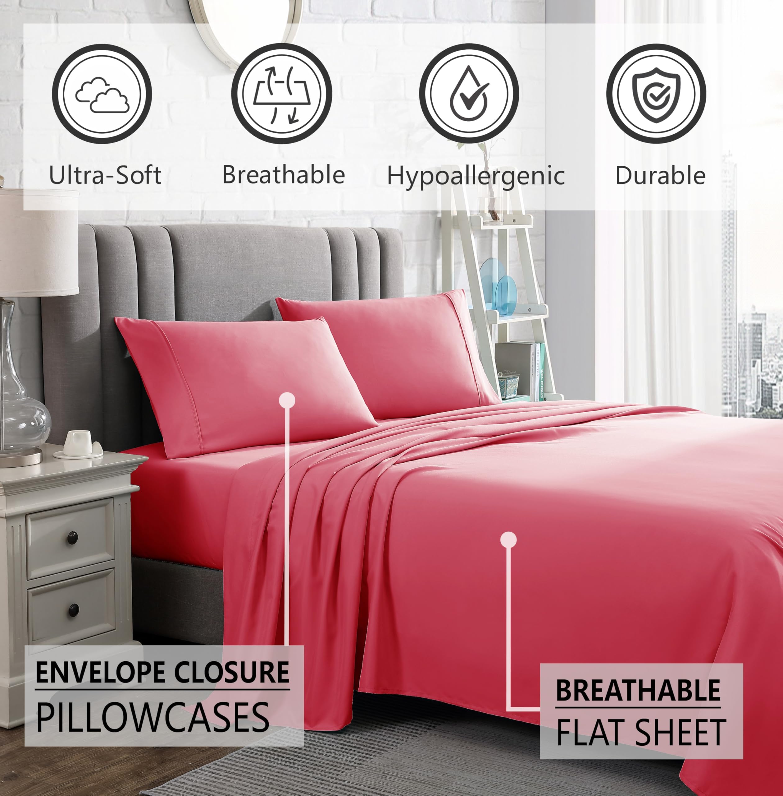 Queen Sheet Set - 16-Inch Deep Pocket - Ultra Soft Microfiber Queen Size Bed Sheets - Breathable, Wrinkle and Fade Resistant, Easy Care - 4 Piece Set (Queen, Tan)