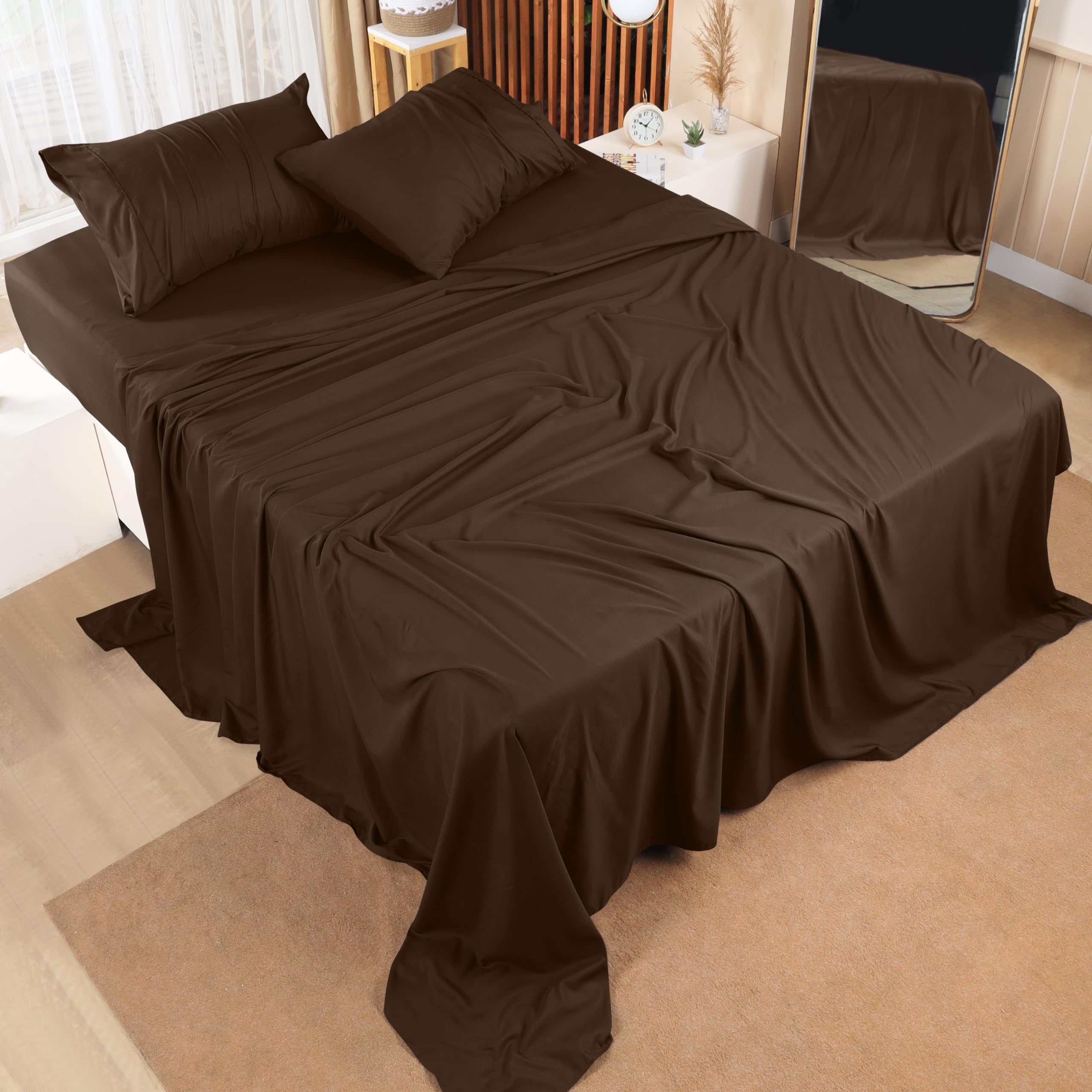 Queen Bed Sheets Set - 4 Piece Bedding - Brushed Microfiber - Shrinkage and Fade Resistant - Easy Care (Queen, Grey)