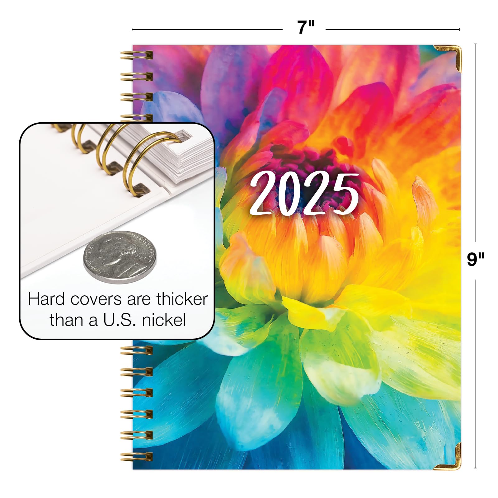 1     HARDCOVER 2025 Planner, 8.5"x11": 14 Months (November 2024 - December 2025), Daily Weekly Monthly Planner, Yearly Agenda, Bookmark, Pocket Folder and Sticky Note Set (Pastel Peacock)