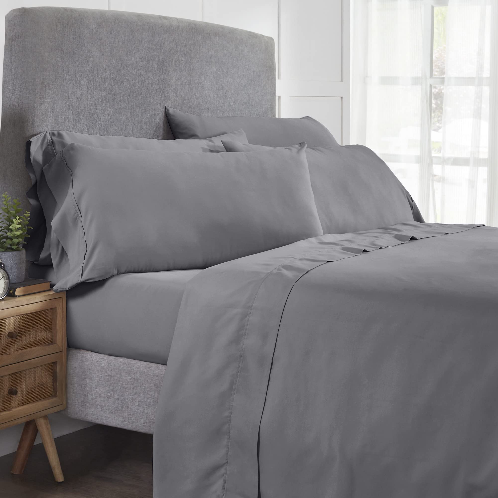 1    Modern Threads Silky Soft Microfiber and Wrinkle Free Sheets - Luxurious Microfiber Bed Sheets Includes Flat Sheet, Fitted Sheet with Deep Pockets, & Pillowcases Ivory, Full