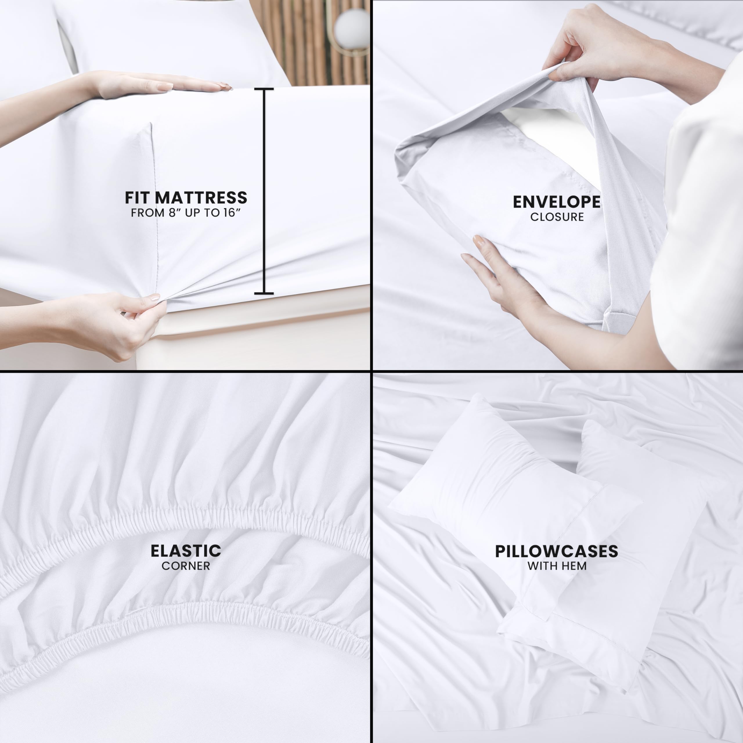 Queen Bed Sheets Set - 4 Piece Bedding - Brushed Microfiber - Shrinkage and Fade Resistant - Easy Care (Queen, Grey)