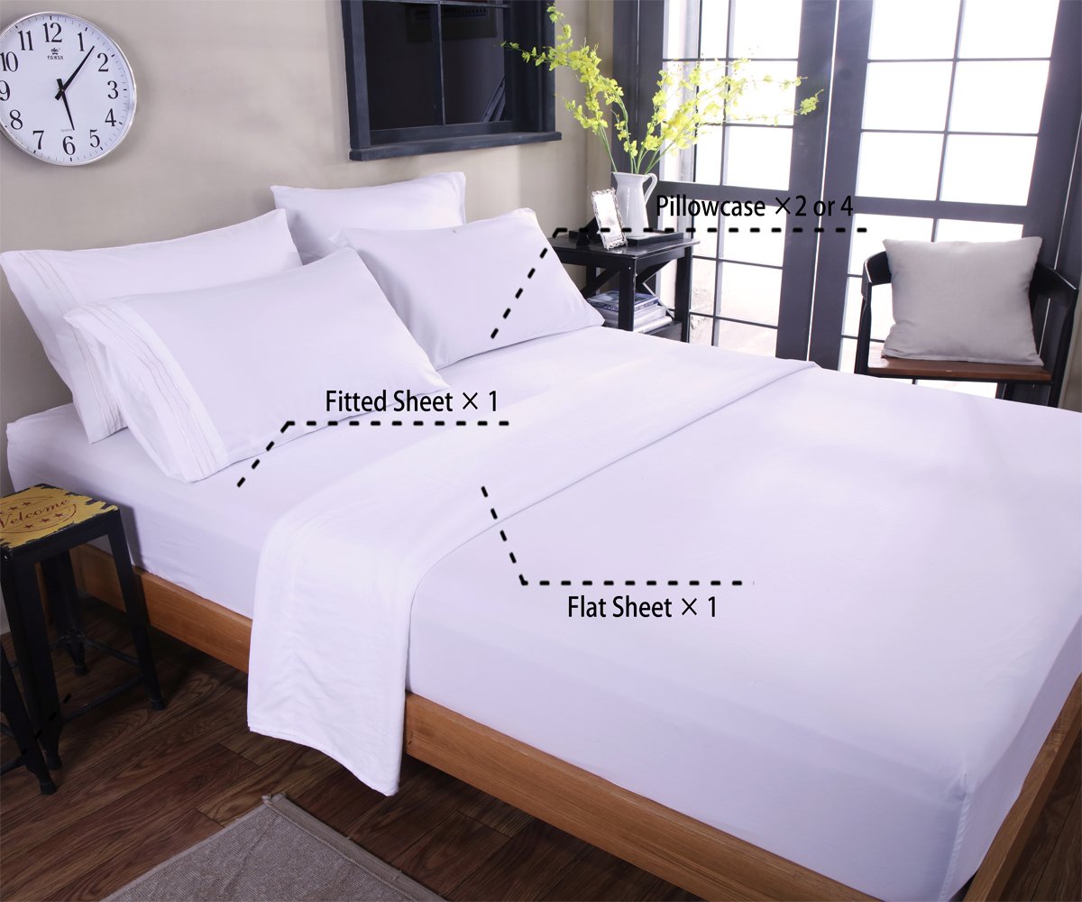Bed Sheet Set Super Soft Microfiber 1800 Thread Count Luxury Egyptian Sheets 16-Inch Deep Pocket Wrinkle and Hypoallergenic-4 Piece(Queen Dark Grey)