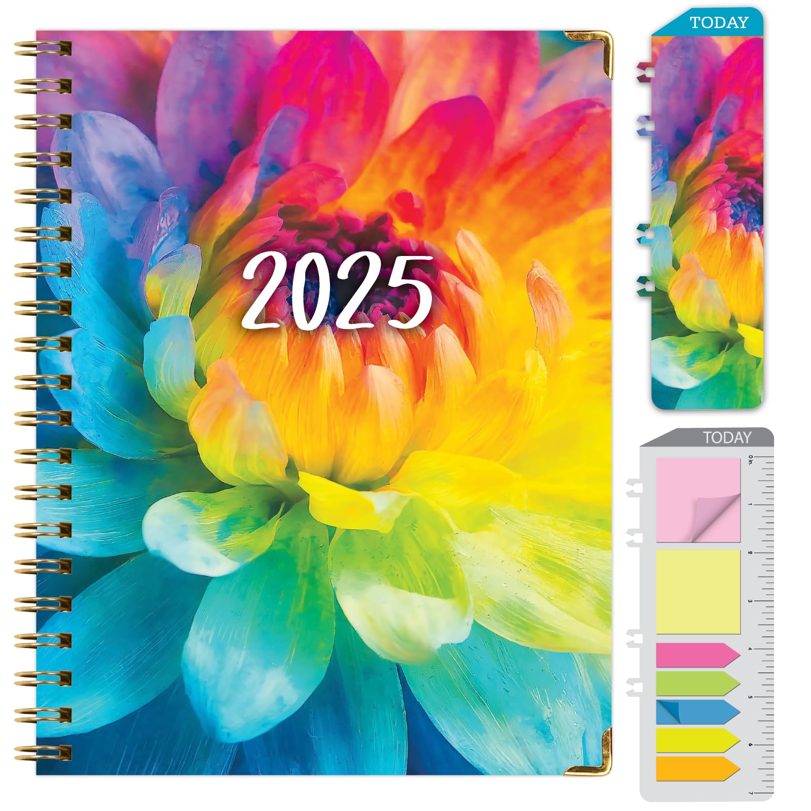 1     HARDCOVER 2025 Planner, 8.5"x11": 14 Months (November 2024 - December 2025), Daily Weekly Monthly Planner, Yearly Agenda, Bookmark, Pocket Folder and Sticky Note Set (Pastel Peacock)