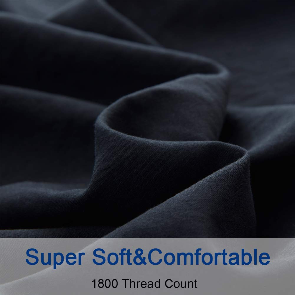 Bed Sheet Set Super Soft Microfiber 1800 Thread Count Luxury Egyptian Sheets 16-Inch Deep Pocket Wrinkle and Hypoallergenic-4 Piece(Queen Dark Grey)