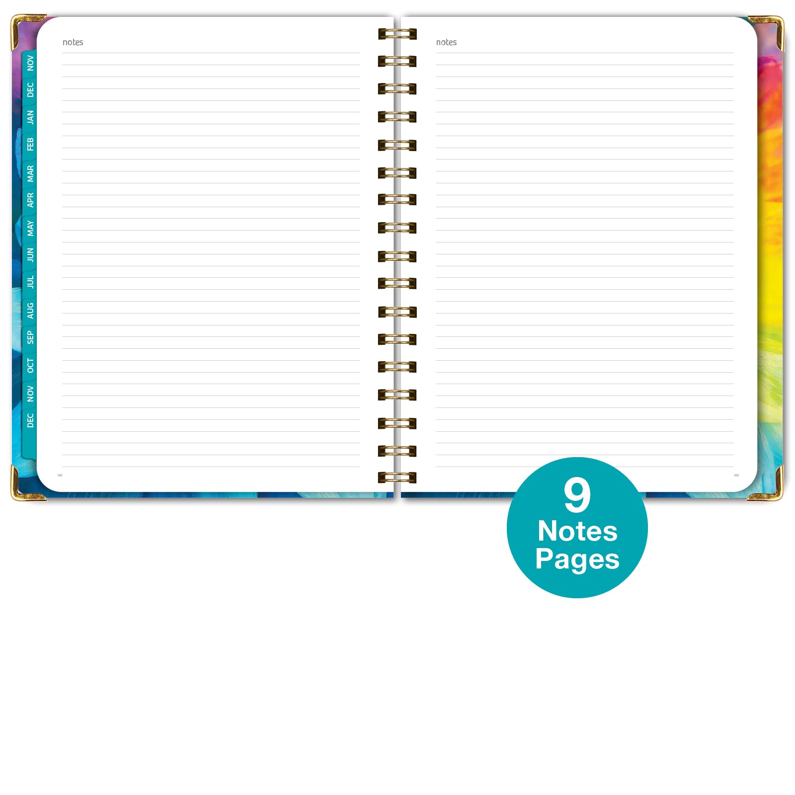 1     HARDCOVER 2025 Planner, 8.5"x11": 14 Months (November 2024 - December 2025), Daily Weekly Monthly Planner, Yearly Agenda, Bookmark, Pocket Folder and Sticky Note Set (Pastel Peacock)