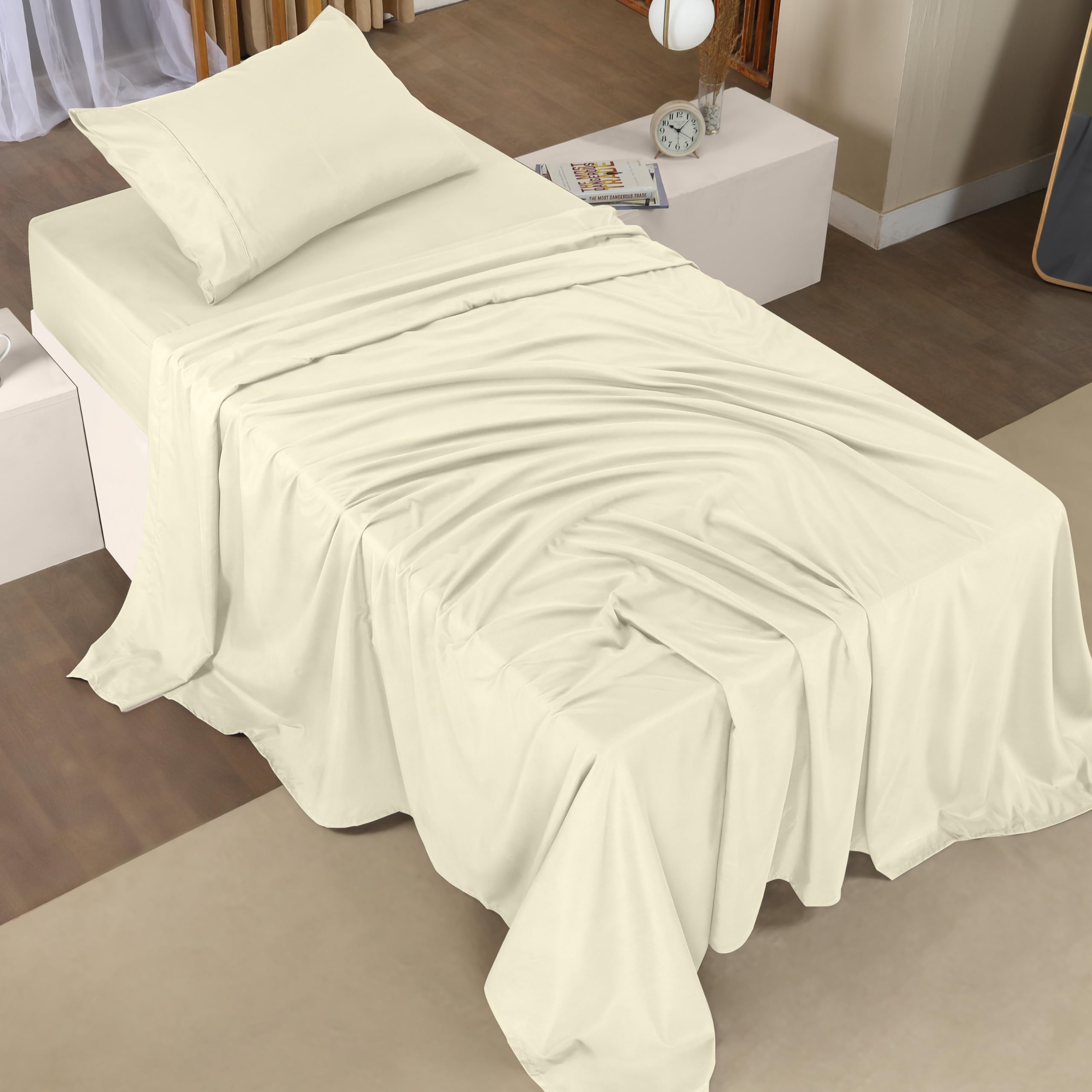 Queen Bed Sheets Set - 4 Piece Bedding - Brushed Microfiber - Shrinkage and Fade Resistant - Easy Care (Queen, Grey)