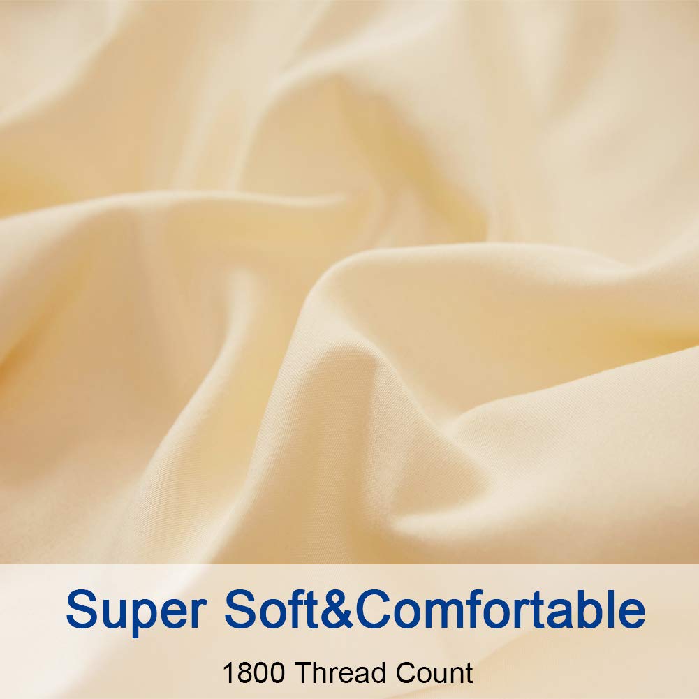 Bed Sheet Set Super Soft Microfiber 1800 Thread Count Luxury Egyptian Sheets 16-Inch Deep Pocket Wrinkle and Hypoallergenic-4 Piece(Queen Dark Grey)