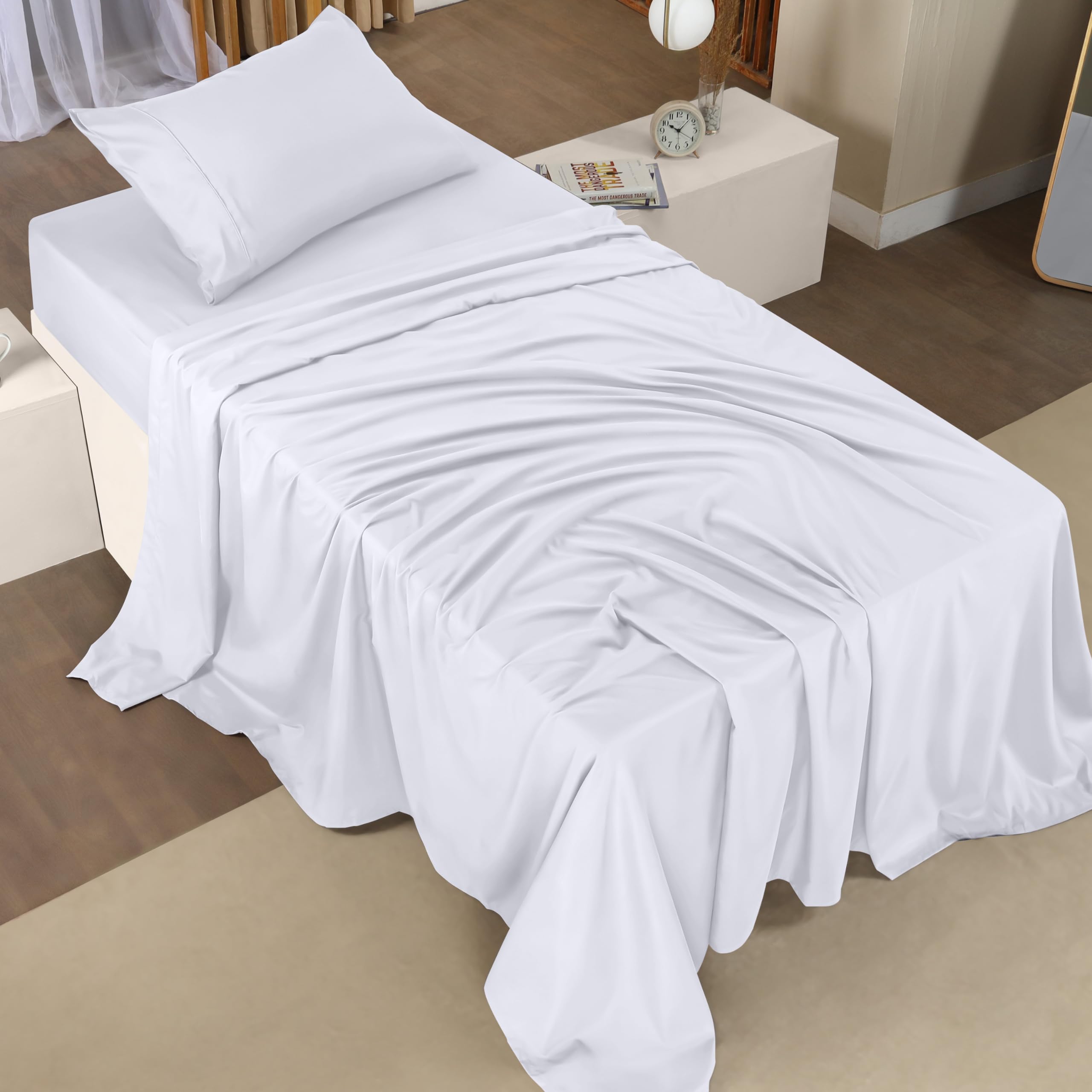 Queen Bed Sheets Set - 4 Piece Bedding - Brushed Microfiber - Shrinkage and Fade Resistant - Easy Care (Queen, Grey)
