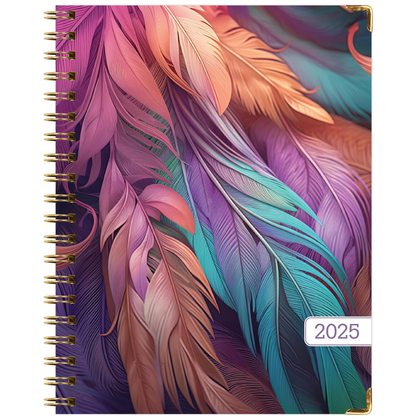 1     HARDCOVER 2025 Planner, 8.5"x11": 14 Months (November 2024 - December 2025), Daily Weekly Monthly Planner, Yearly Agenda, Bookmark, Pocket Folder and Sticky Note Set (Pastel Peacock)