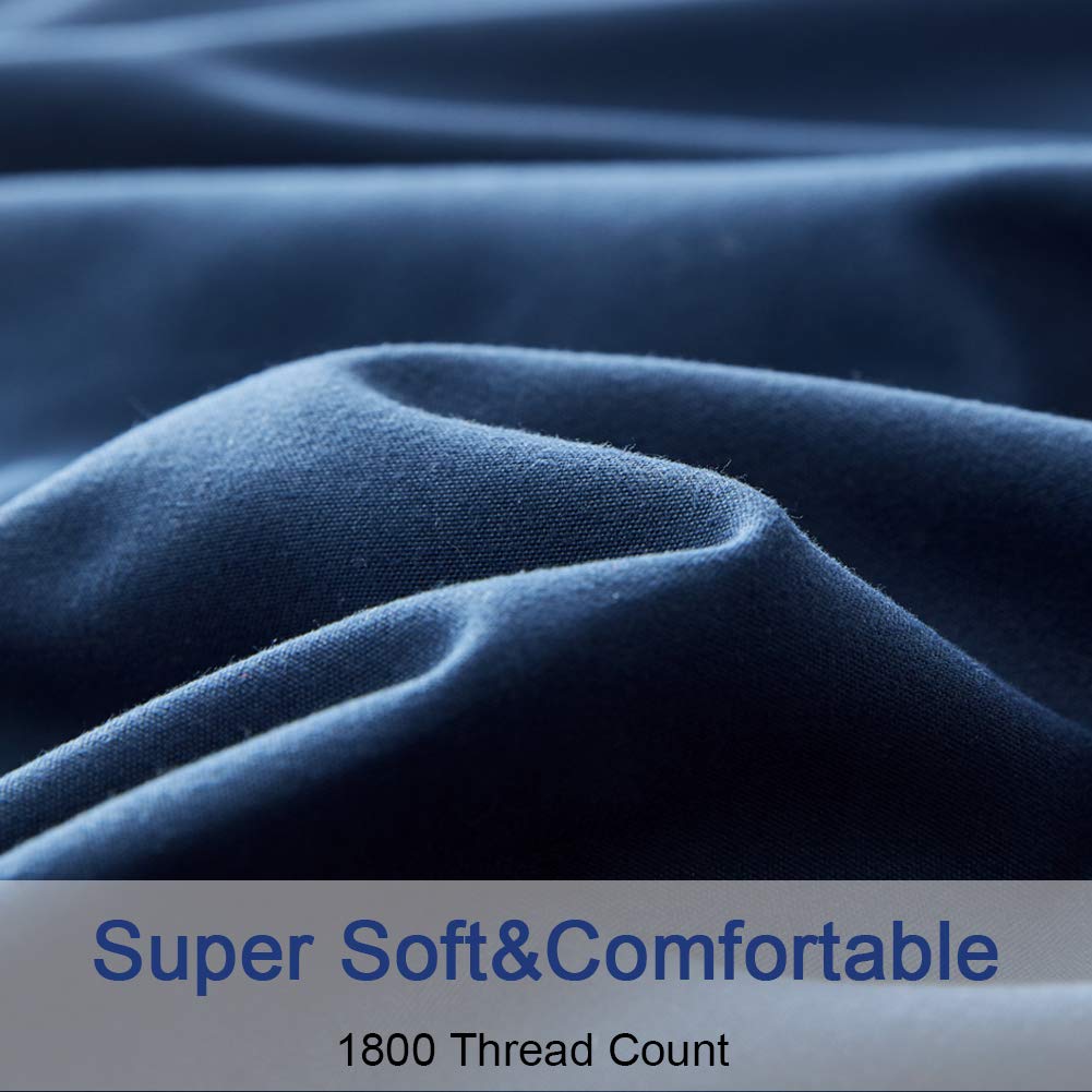 Bed Sheet Set Super Soft Microfiber 1800 Thread Count Luxury Egyptian Sheets 16-Inch Deep Pocket Wrinkle and Hypoallergenic-4 Piece(Queen Dark Grey)
