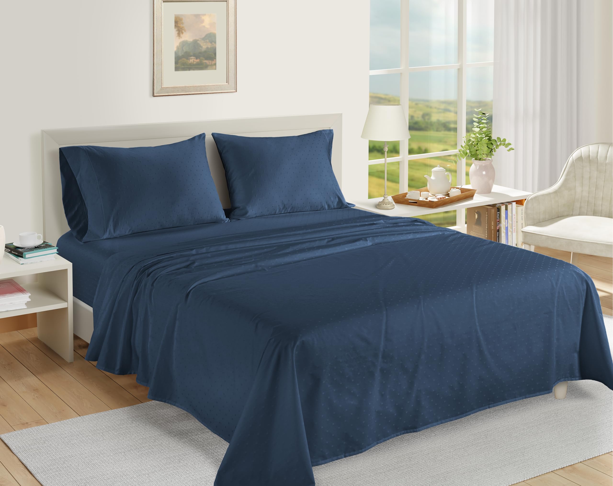 100% Egyptian Cotton Sheets Queen Size - 1000 Thread Count White Bed Sheets for Queen Size Bed, Long Staple Cotton Bedding Sheets, Sateen Weave, Luxury Hotel Sheets, Fits upto 17" Mattress