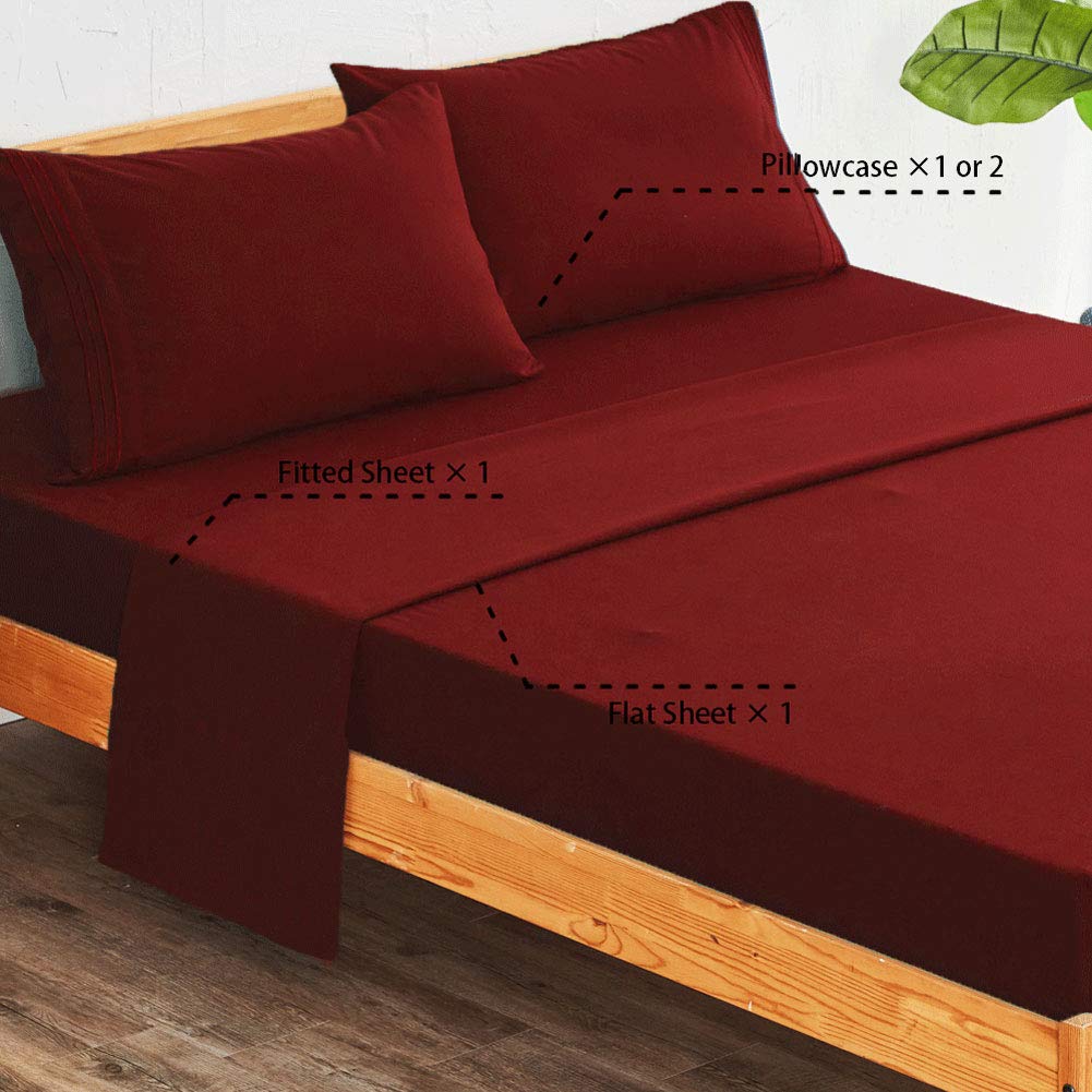 Bed Sheet Set Super Soft Microfiber 1800 Thread Count Luxury Egyptian Sheets 16-Inch Deep Pocket Wrinkle and Hypoallergenic-4 Piece(Queen Dark Grey)