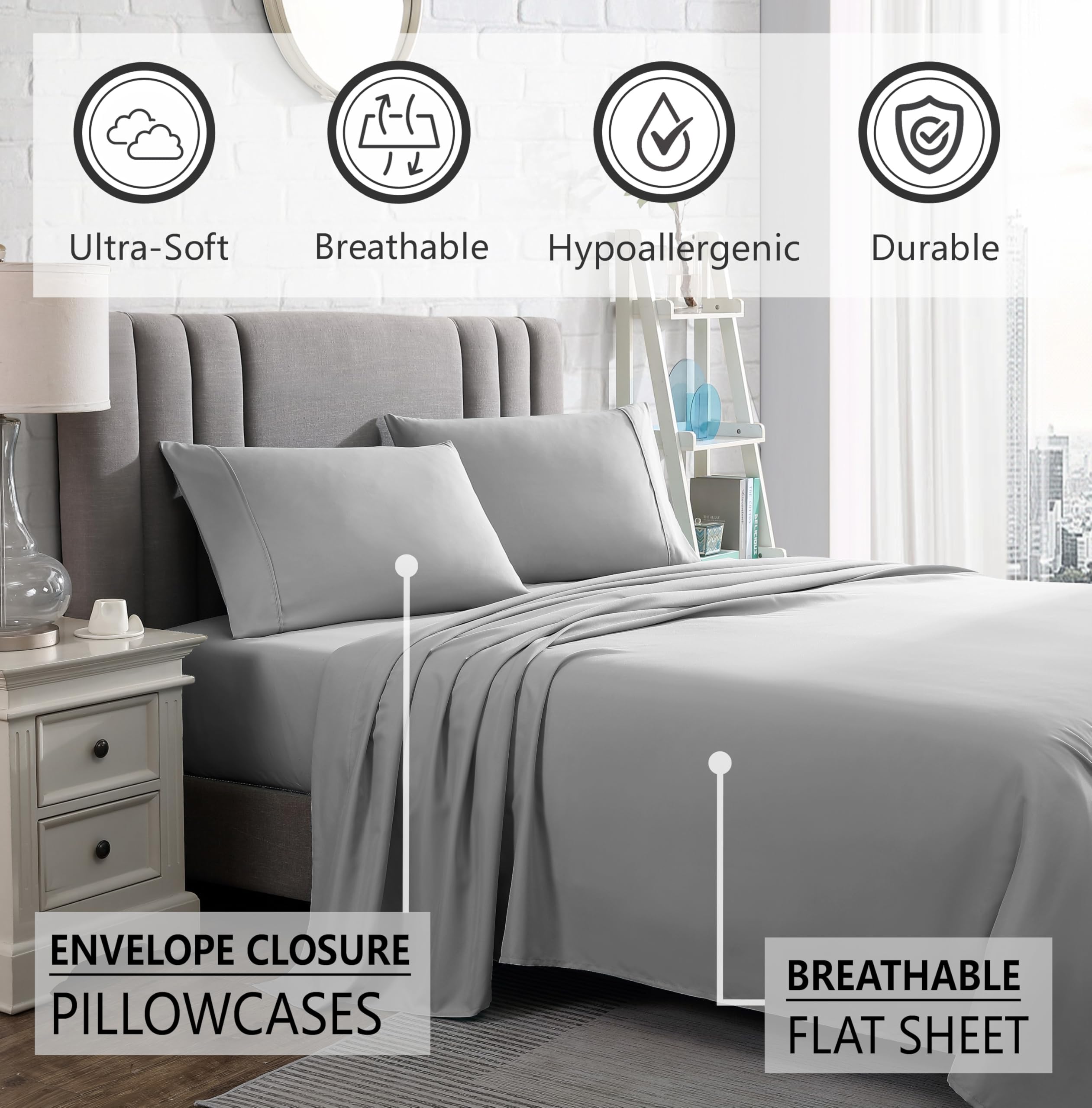 Queen Sheet Set - 16-Inch Deep Pocket - Ultra Soft Microfiber Queen Size Bed Sheets - Breathable, Wrinkle and Fade Resistant, Easy Care - 4 Piece Set (Queen, Tan)