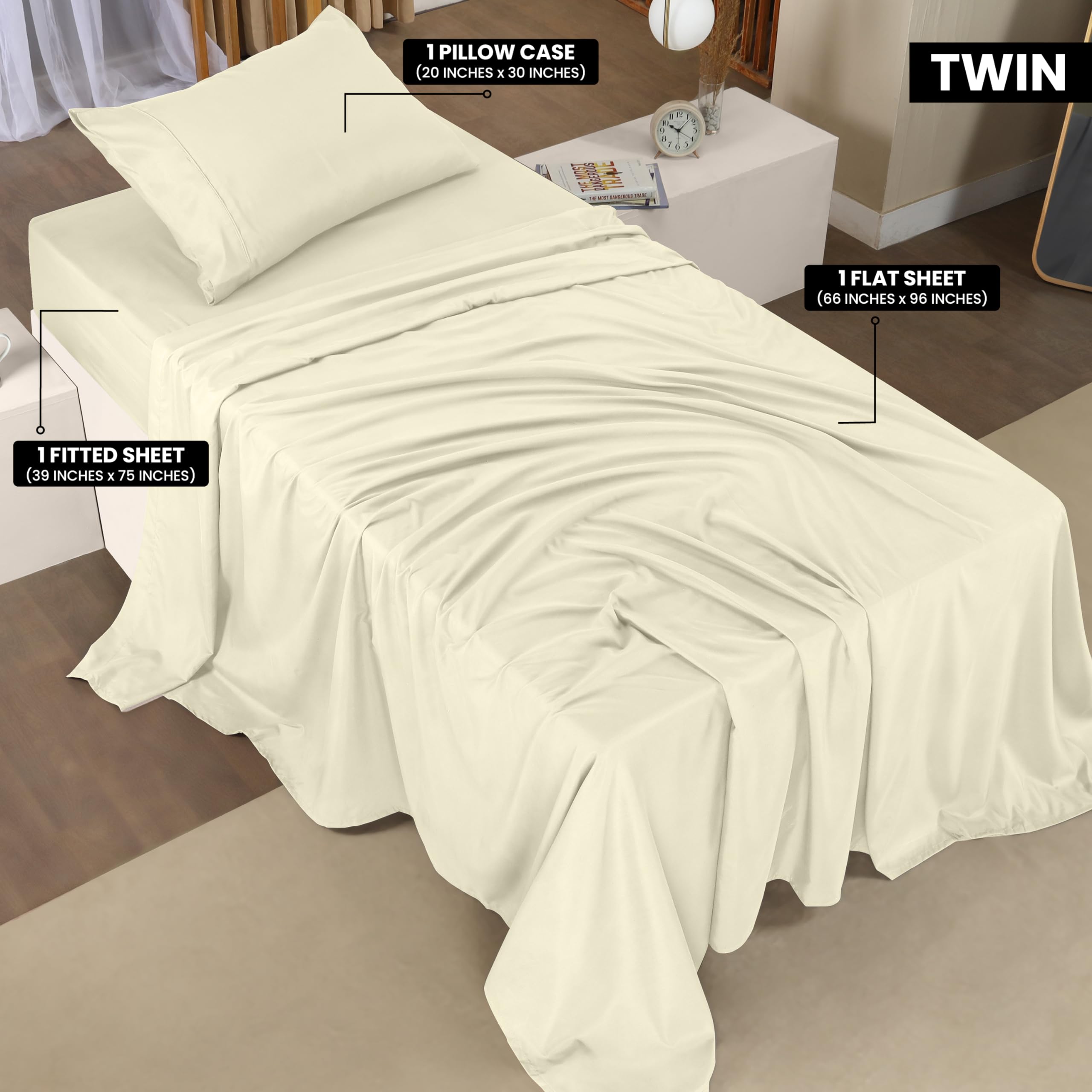 Queen Bed Sheets Set - 4 Piece Bedding - Brushed Microfiber - Shrinkage and Fade Resistant - Easy Care (Queen, Grey)