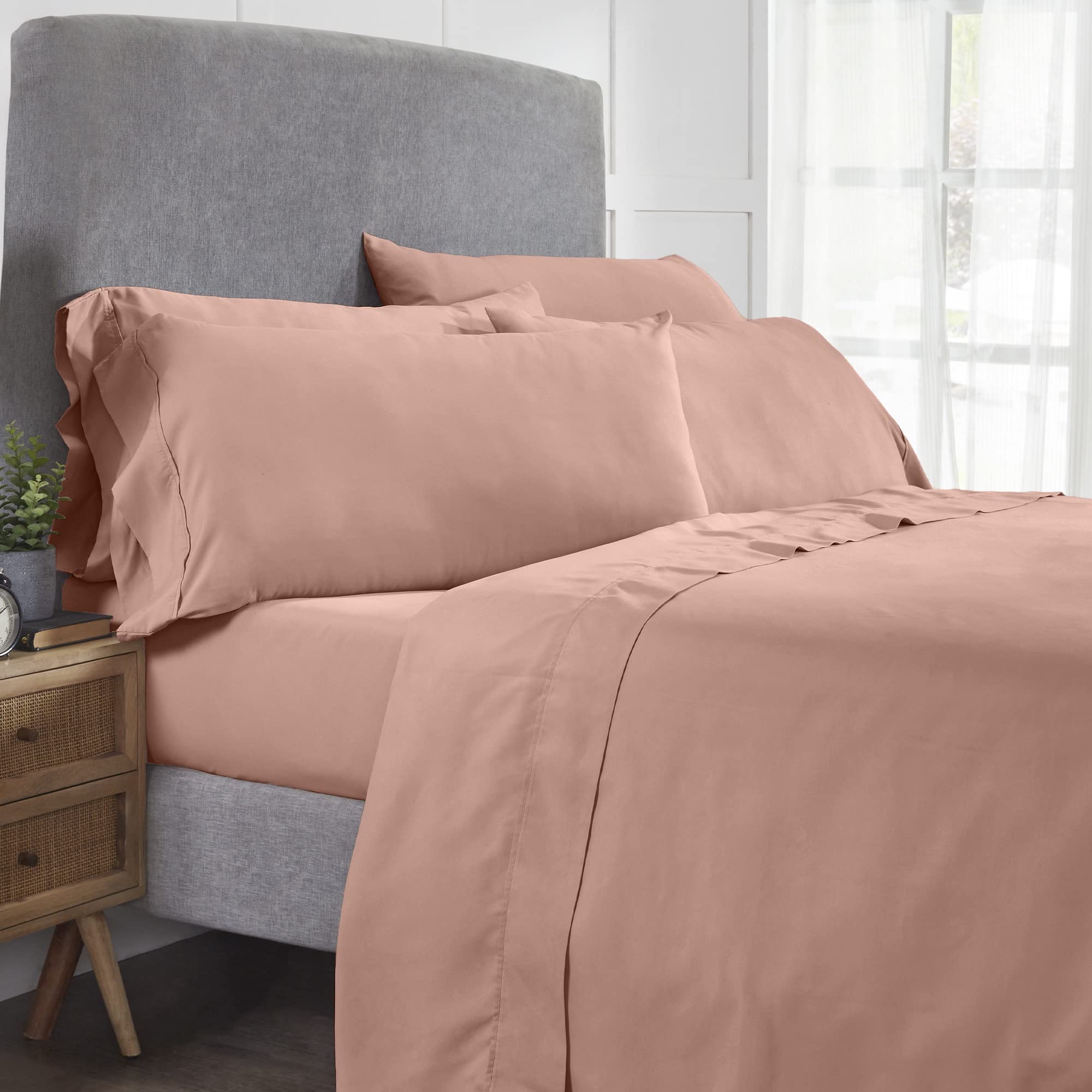 1     Modern Threads Silky Soft Microfiber and Wrinkle Free Sheets - Luxurious Microfiber Bed Sheets Includes Flat Sheet, Fitted Sheet with Deep Pockets, & Pillowcases Ivory, Full