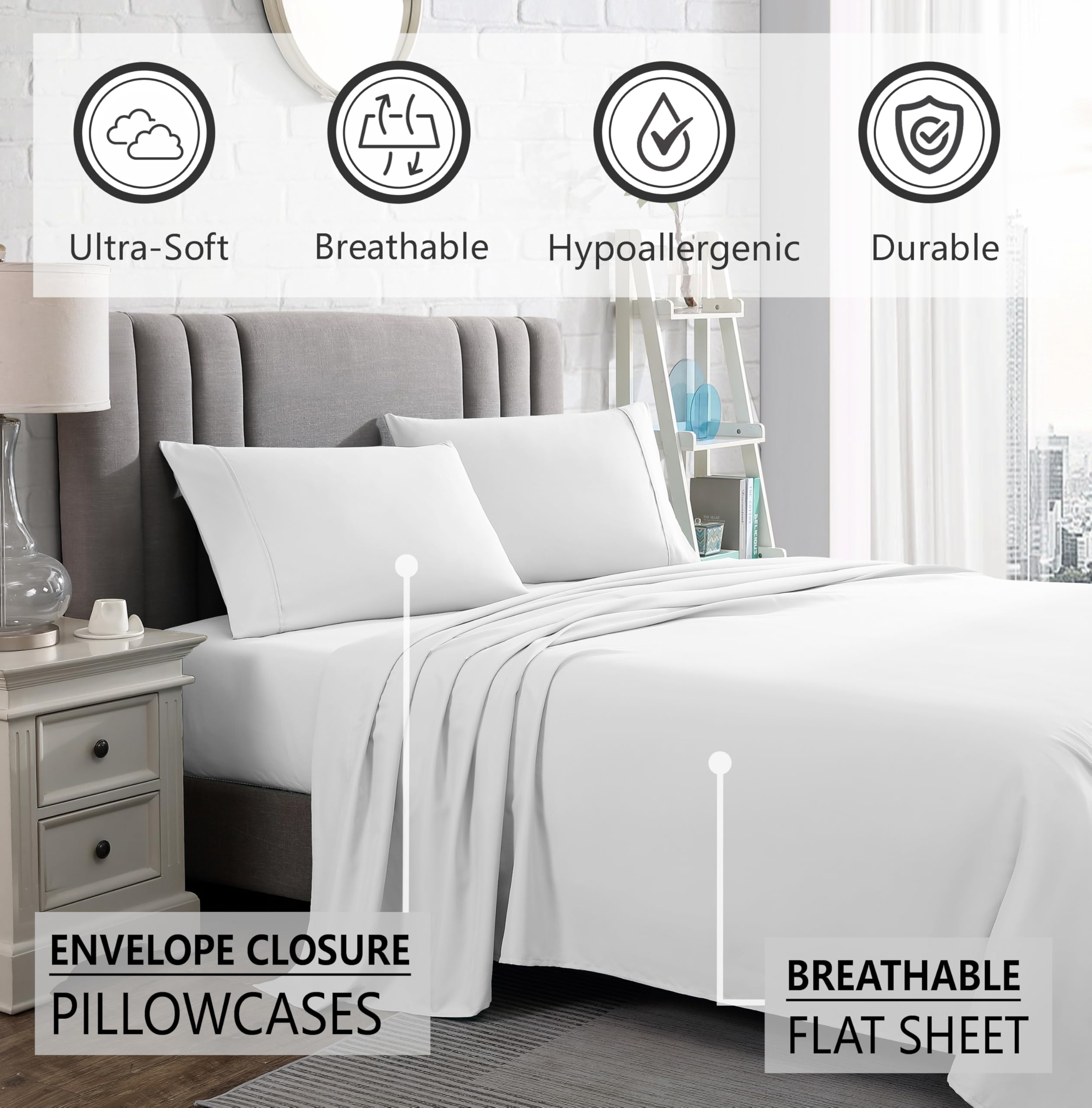 Queen Sheet Set - 16-Inch Deep Pocket - Ultra Soft Microfiber Queen Size Bed Sheets - Breathable, Wrinkle and Fade Resistant, Easy Care - 4 Piece Set (Queen, Tan)