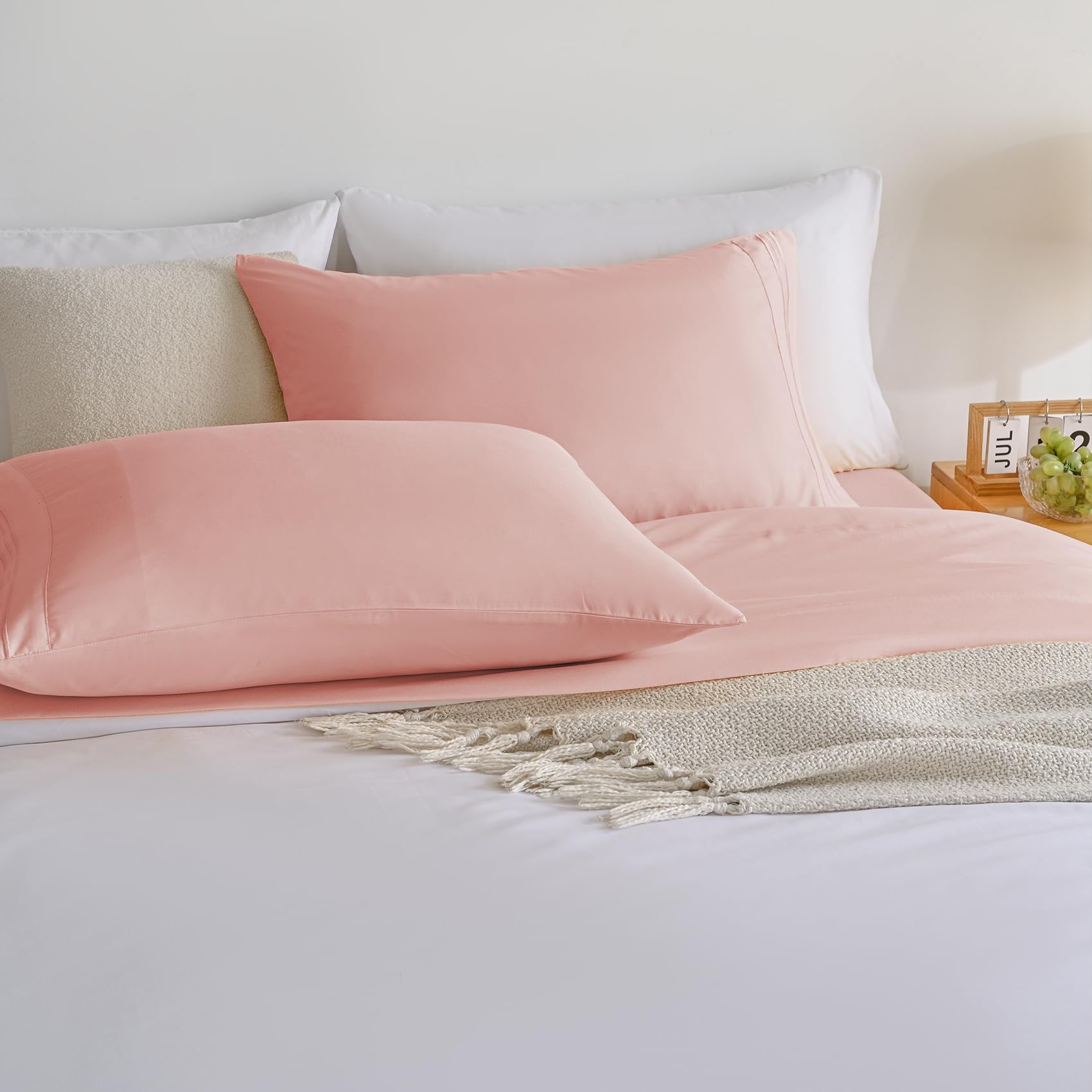 1    Baby Blue Full Size Bed Sheet Sets-Deep Pocket Fitted Sheet & Pillowcase Sets-4 Piece Soft Cooling Microfiber Bedsheets for Double Bed