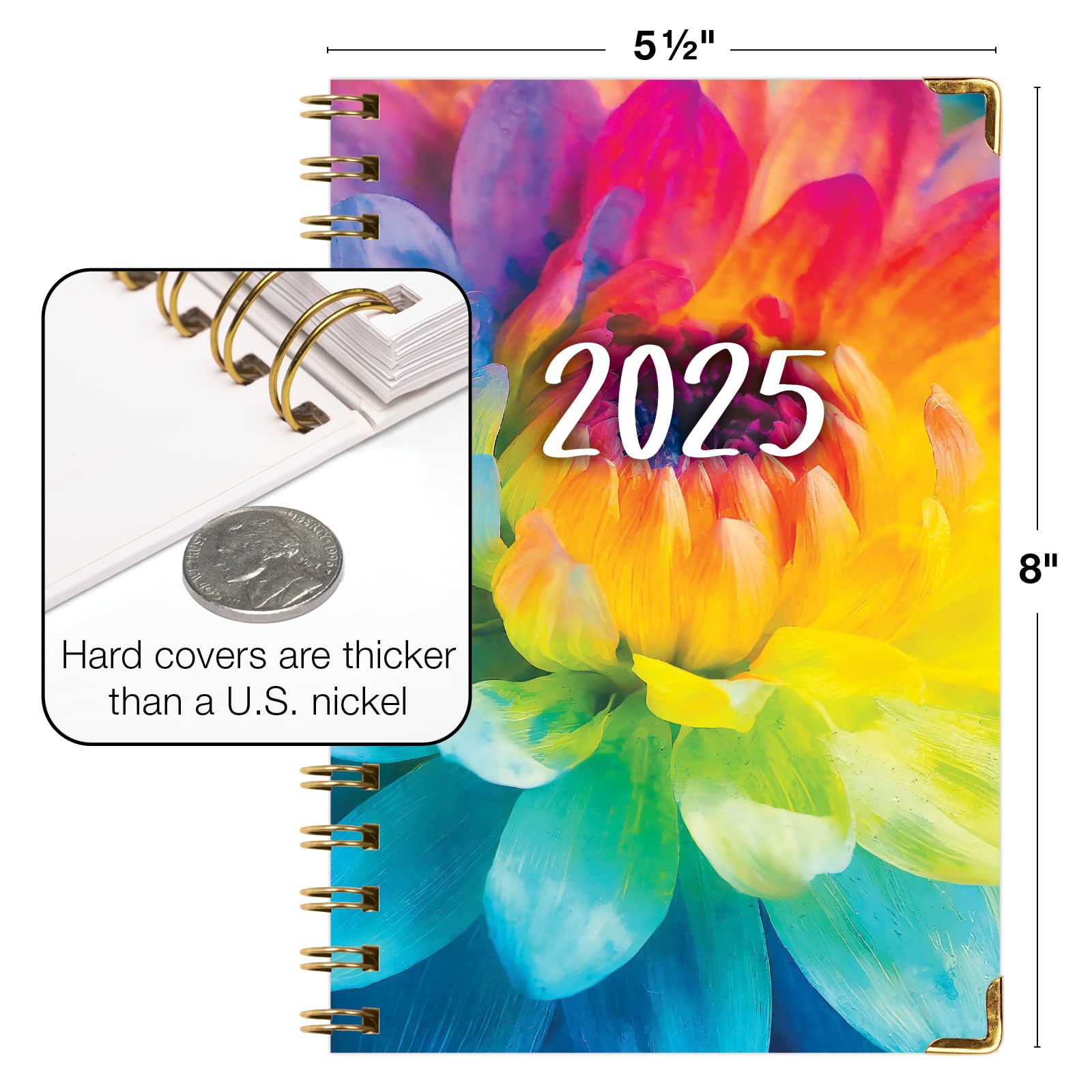 1     HARDCOVER 2025 Planner, 8.5"x11": 14 Months (November 2024 - December 2025), Daily Weekly Monthly Planner, Yearly Agenda, Bookmark, Pocket Folder and Sticky Note Set (Pastel Peacock)