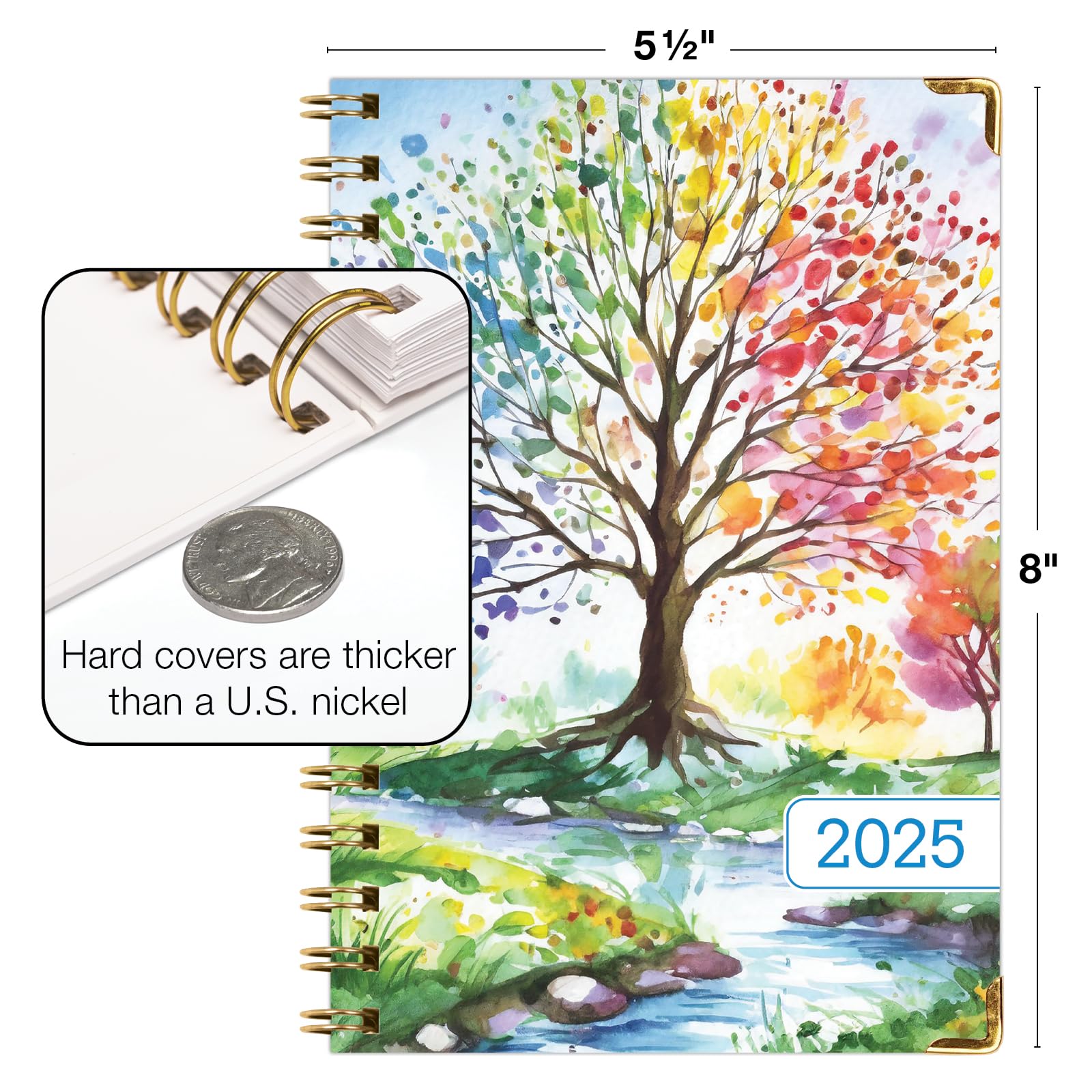 1     HARDCOVER 2025 Planner, 8.5"x11": 14 Months (November 2024 - December 2025), Daily Weekly Monthly Planner, Yearly Agenda, Bookmark, Pocket Folder and Sticky Note Set (Pastel Peacock)