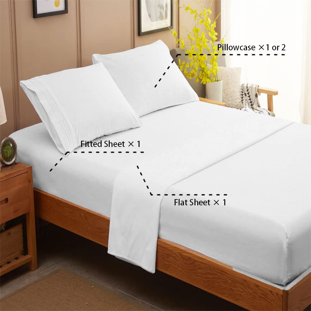 Bed Sheet Set Super Soft Microfiber 1800 Thread Count Luxury Egyptian Sheets 16-Inch Deep Pocket Wrinkle and Hypoallergenic-4 Piece(Queen Dark Grey)