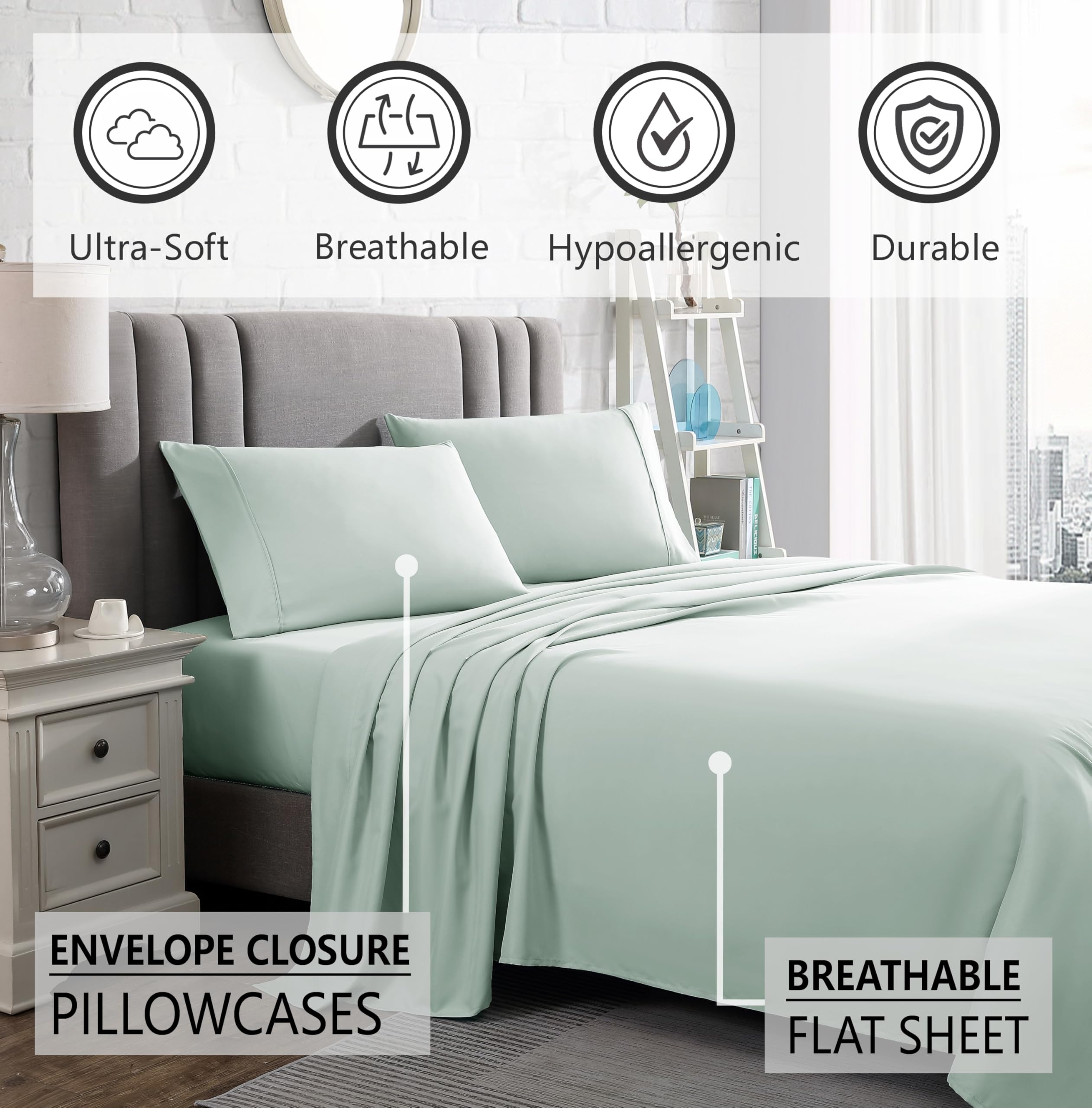 Queen Sheet Set - 16-Inch Deep Pocket - Ultra Soft Microfiber Queen Size Bed Sheets - Breathable, Wrinkle and Fade Resistant, Easy Care - 4 Piece Set (Queen, Tan)