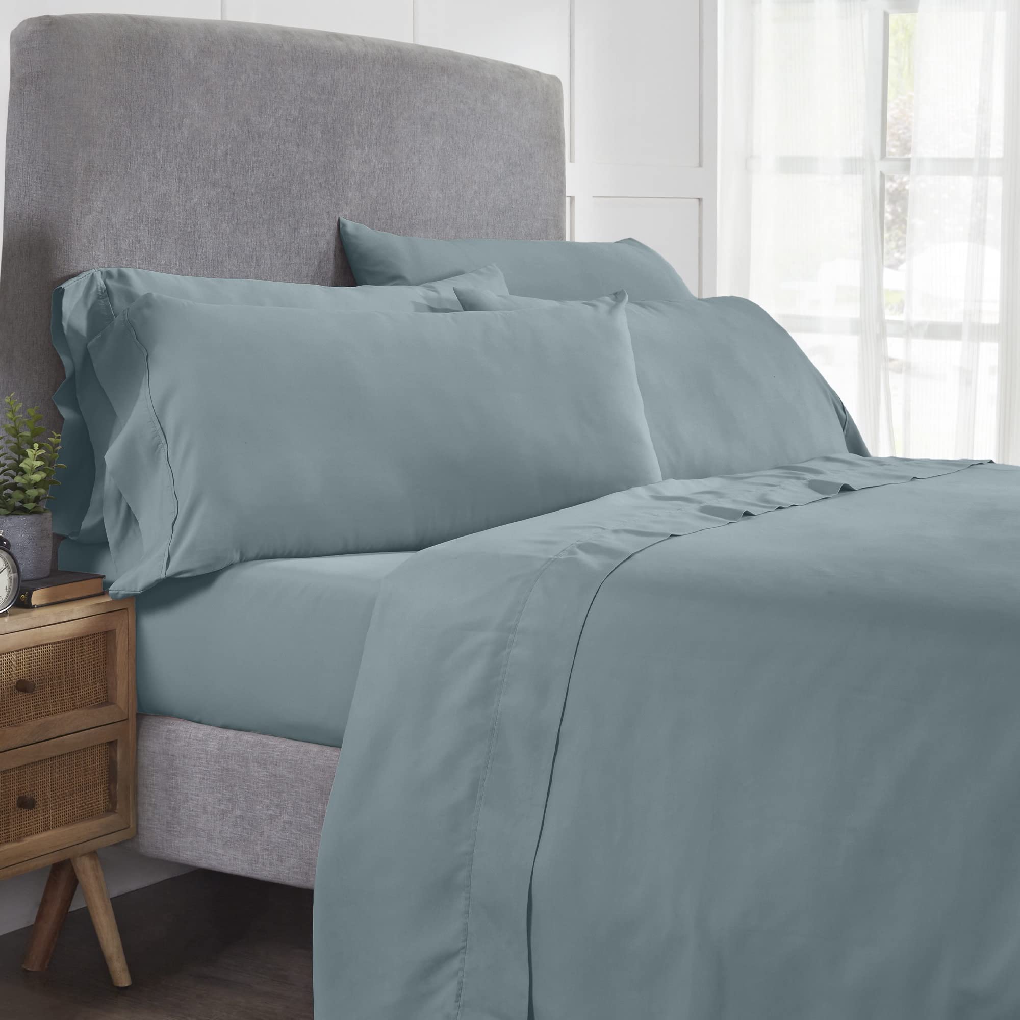1     Modern Threads Silky Soft Microfiber and Wrinkle Free Sheets - Luxurious Microfiber Bed Sheets Includes Flat Sheet, Fitted Sheet with Deep Pockets, & Pillowcases Ivory, Full