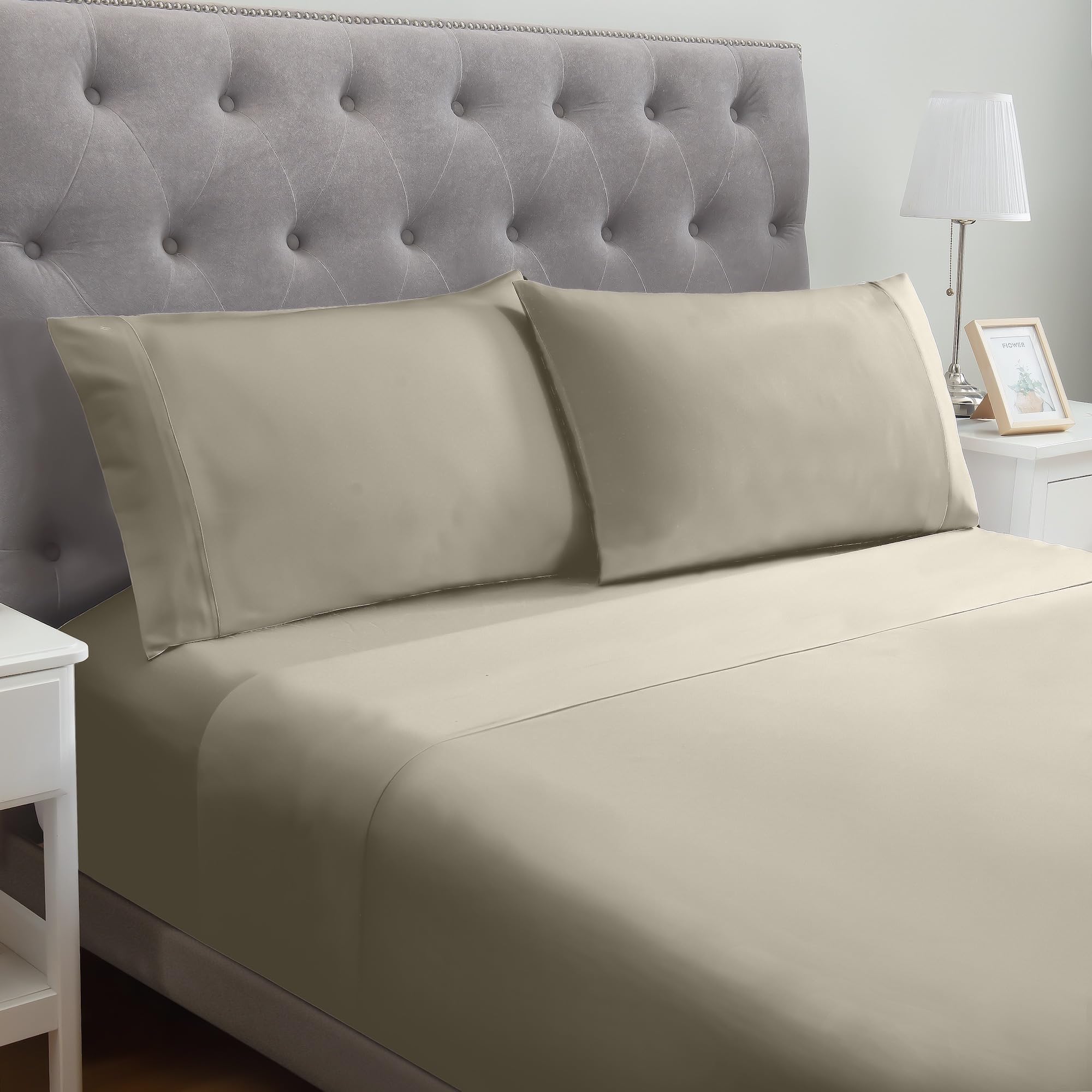 1     Modern Threads Silky Soft Microfiber and Wrinkle Free Sheets - Luxurious Microfiber Bed Sheets Includes Flat Sheet, Fitted Sheet with Deep Pockets, & Pillowcases Ivory, Full