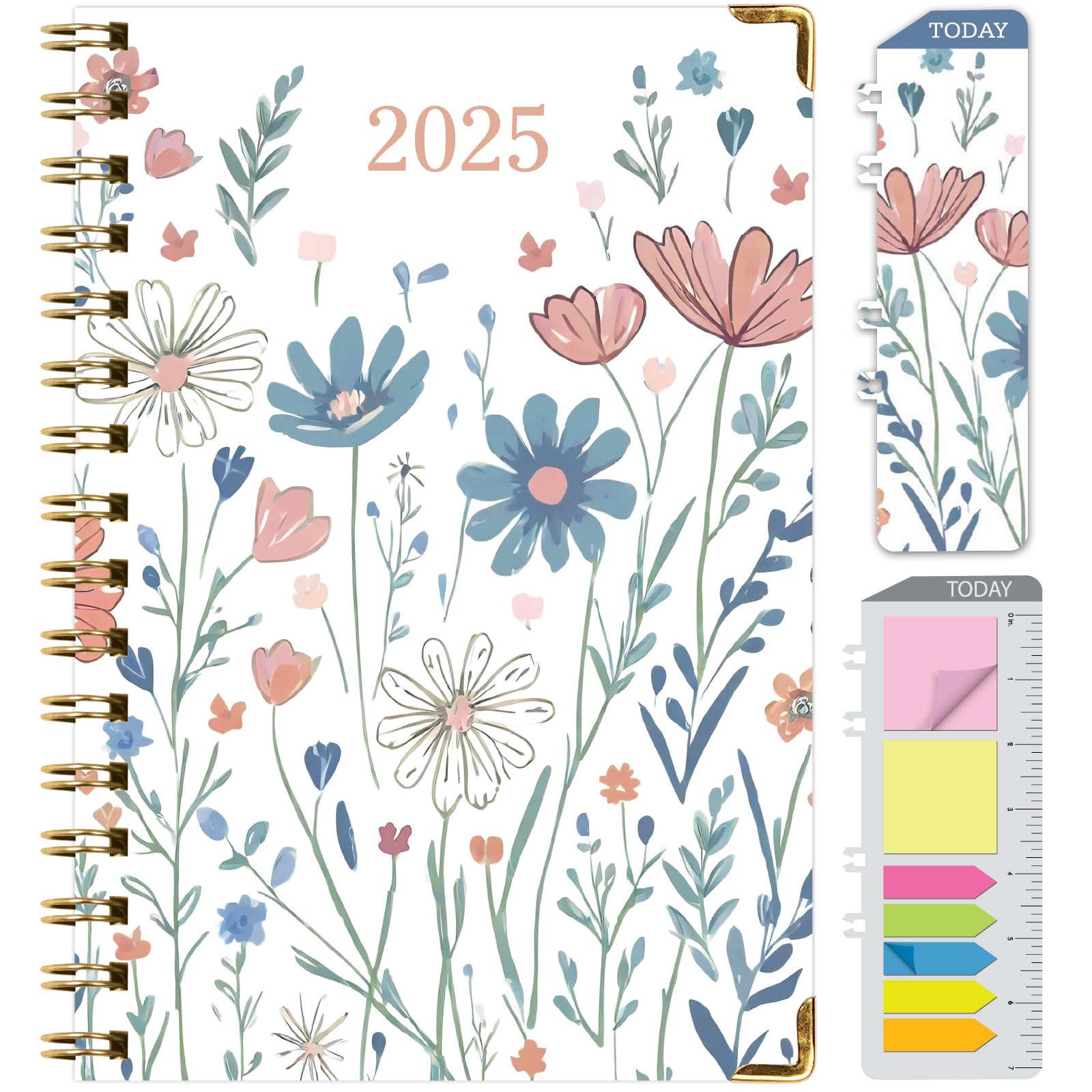 1     HARDCOVER 2025 Planner, 8.5"x11": 14 Months (November 2024 - December 2025), Daily Weekly Monthly Planner, Yearly Agenda, Bookmark, Pocket Folder and Sticky Note Set (Pastel Peacock)
