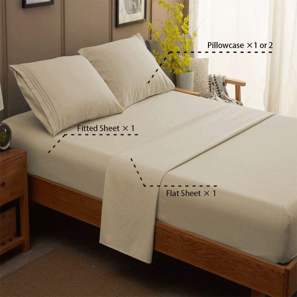 Bed Sheet Set Super Soft Microfiber 1800 Thread Count Luxury Egyptian Sheets 16-Inch Deep Pocket Wrinkle and Hypoallergenic-4 Piece(Queen Dark Grey)