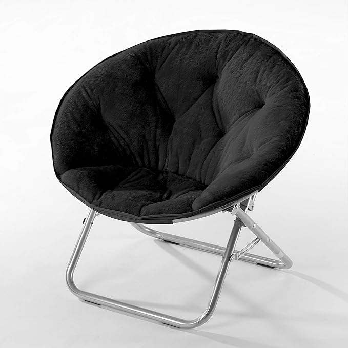 Faux Fur Saucer Chair, One Size, Black