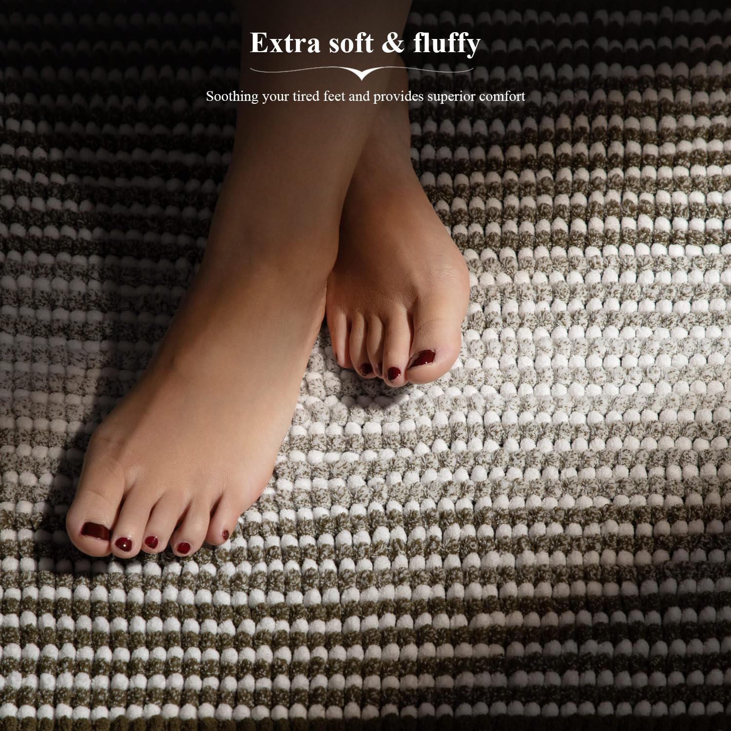 Bathroom Rugs and Mats Sets, 2 Piece Thick Absorbent Chenille Bath Mat Rug Set Non Slip, Soft Shaggy Room Floor for Bathroom, Machine Washable