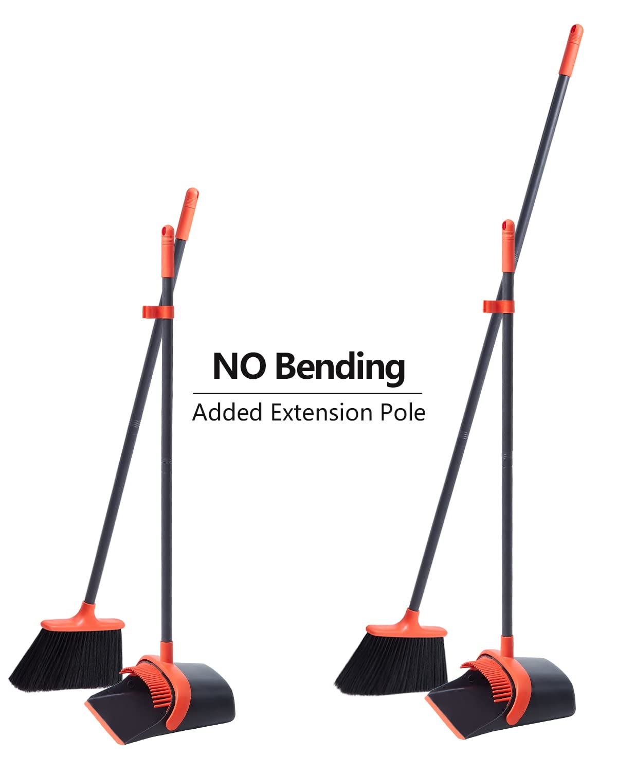 改Broom and Dustpan, Broom and Dustpan Set for Home, Long Handle Broom with Dustpan, Broom and Dustpan Combo for Office Home Kitchen Lobby Floor Use Dustpan and Broom Set
