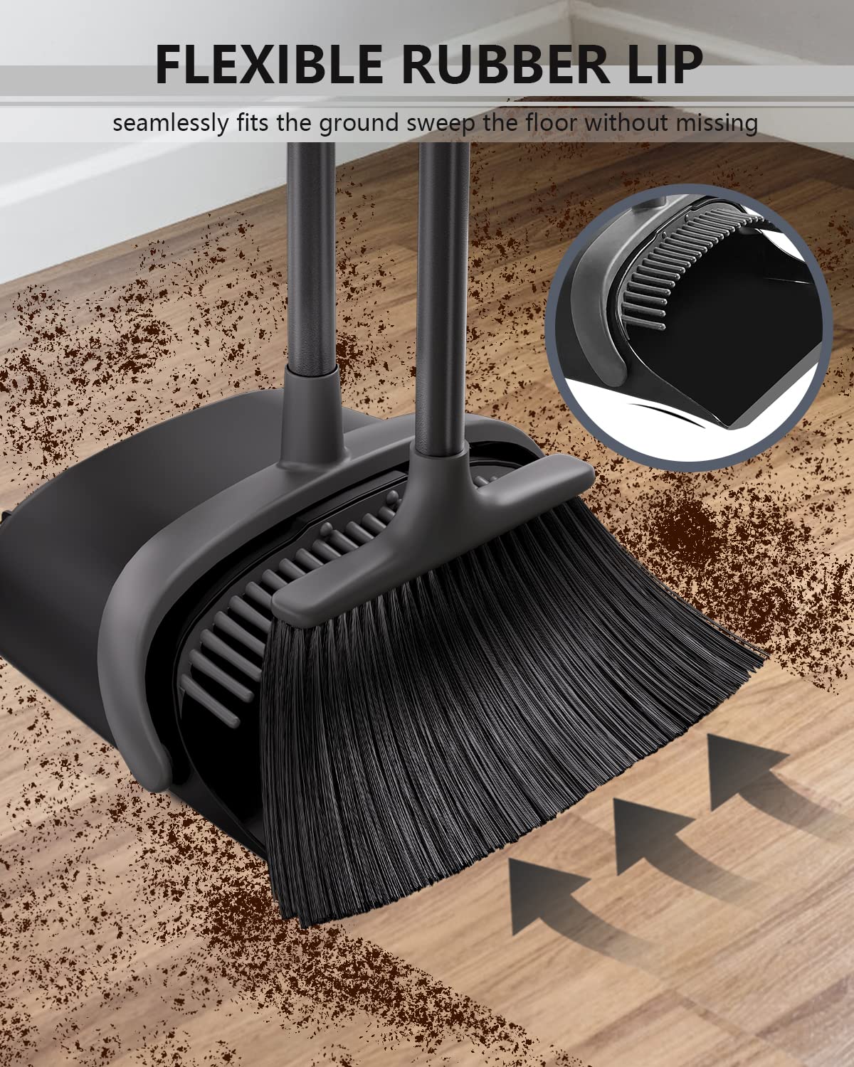 改Broom and Dustpan, Broom and Dustpan Set for Home, Long Handle Broom with Dustpan, Broom and Dustpan Combo for Office Home Kitchen Lobby Floor Use Dustpan and Broom Set
