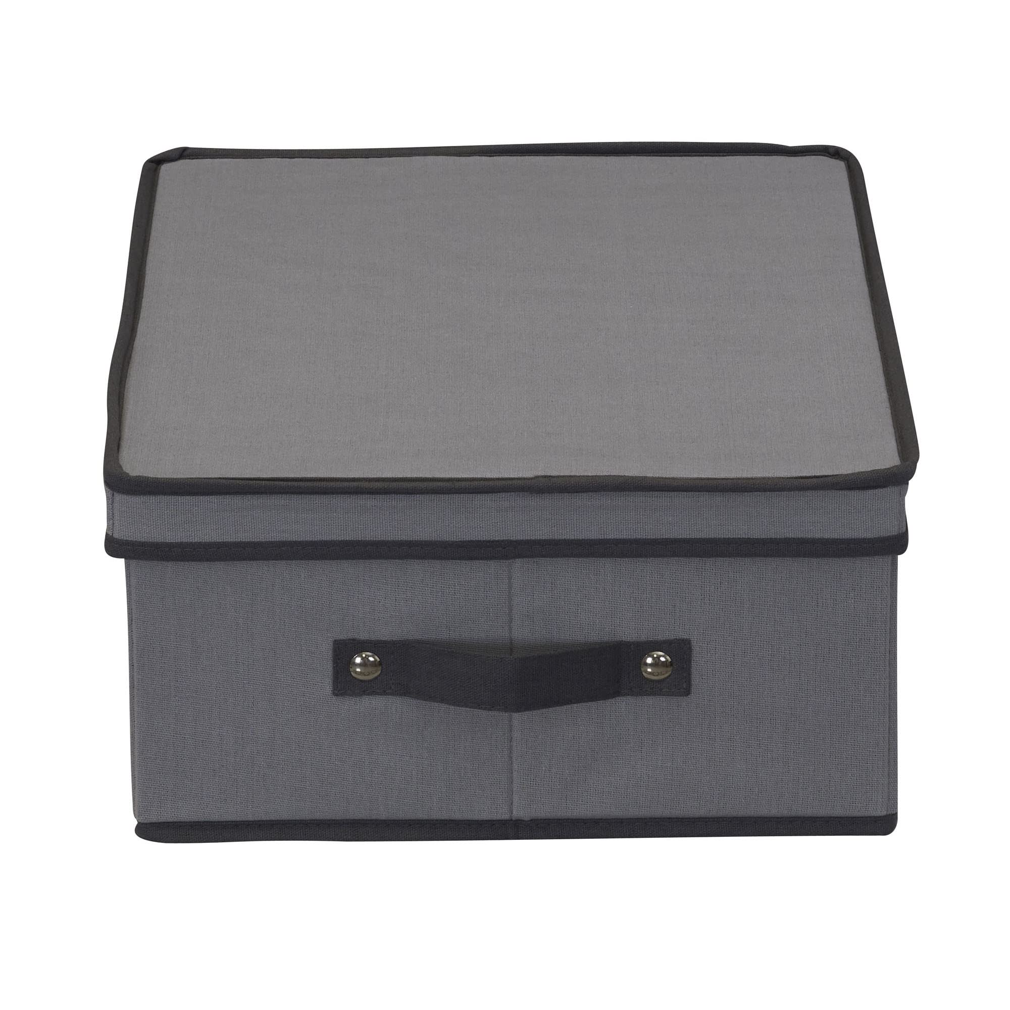 Stemware Storage Box with Lid and Handles | Champagne Glasses Canvas with Brown Trim