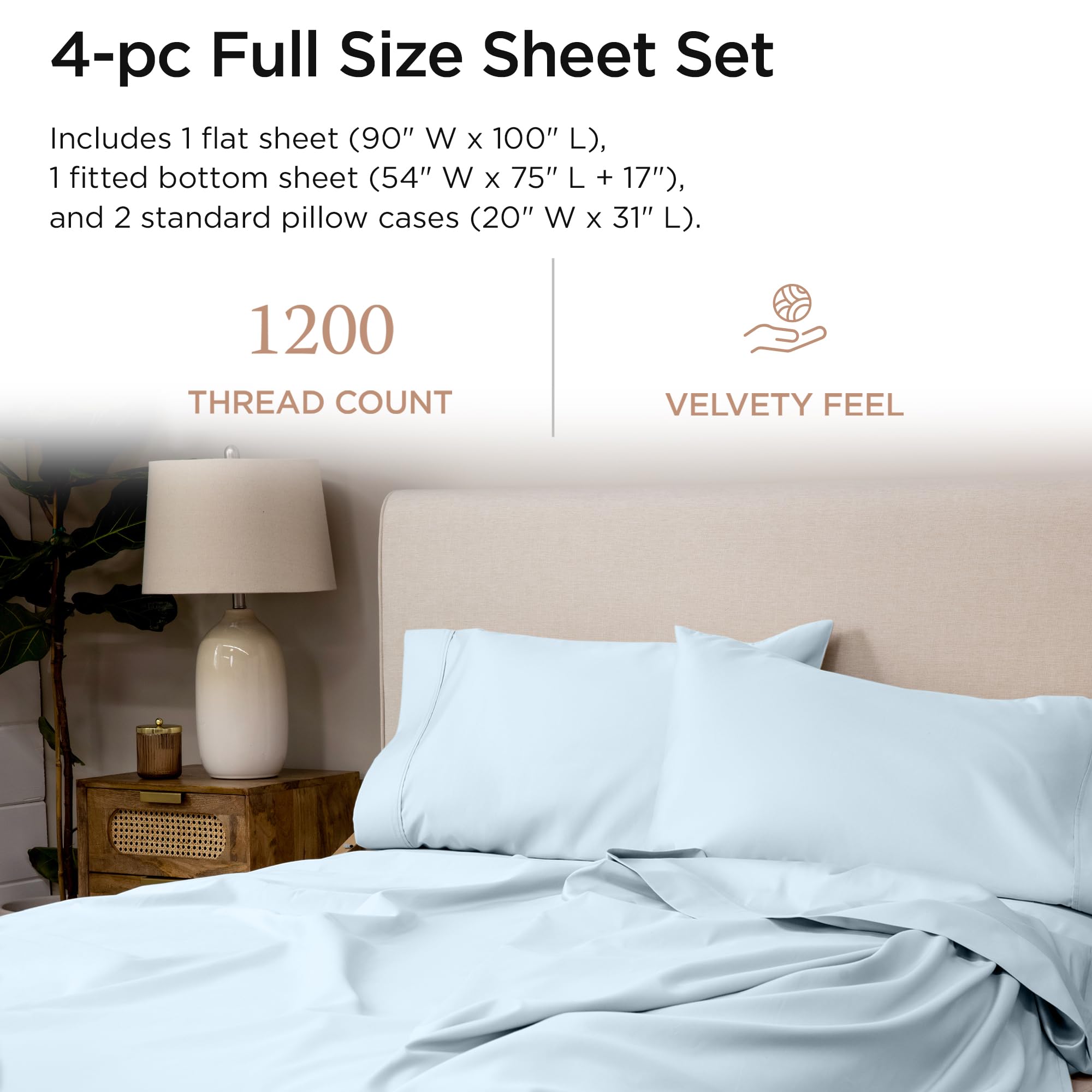 100% Supima Cotton Sheets, Luxury 1200 Thread Count Cotton Sheets for King Size Bed, 4 Pc Dark Grey King Bed Sheets Set, 5-Star Hotel Quality with Elasticized Deep Pocket King Sheets