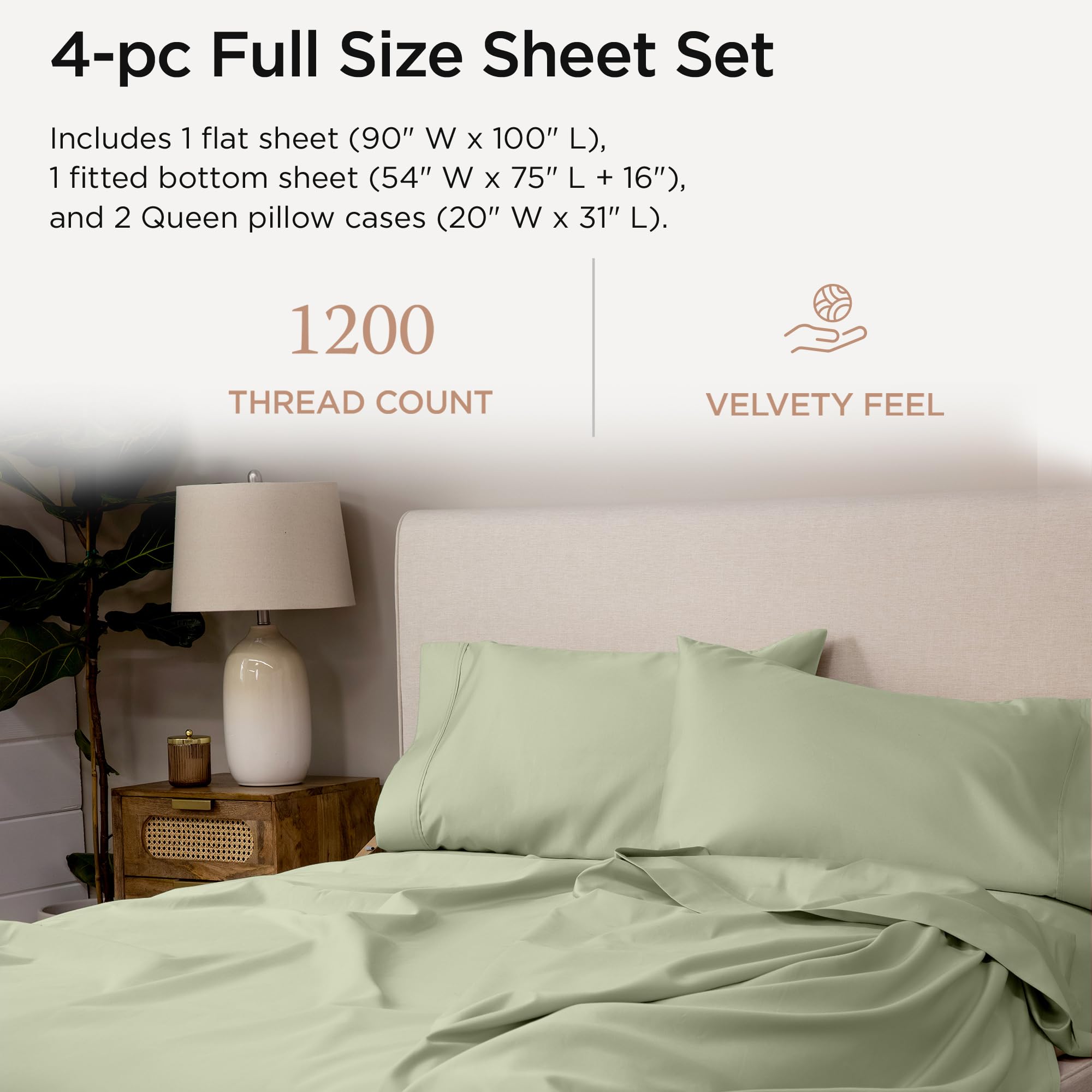 100% Supima Cotton Sheets, Luxury 1200 Thread Count Cotton Sheets for King Size Bed, 4 Pc Dark Grey King Bed Sheets Set, 5-Star Hotel Quality with Elasticized Deep Pocket King Sheets