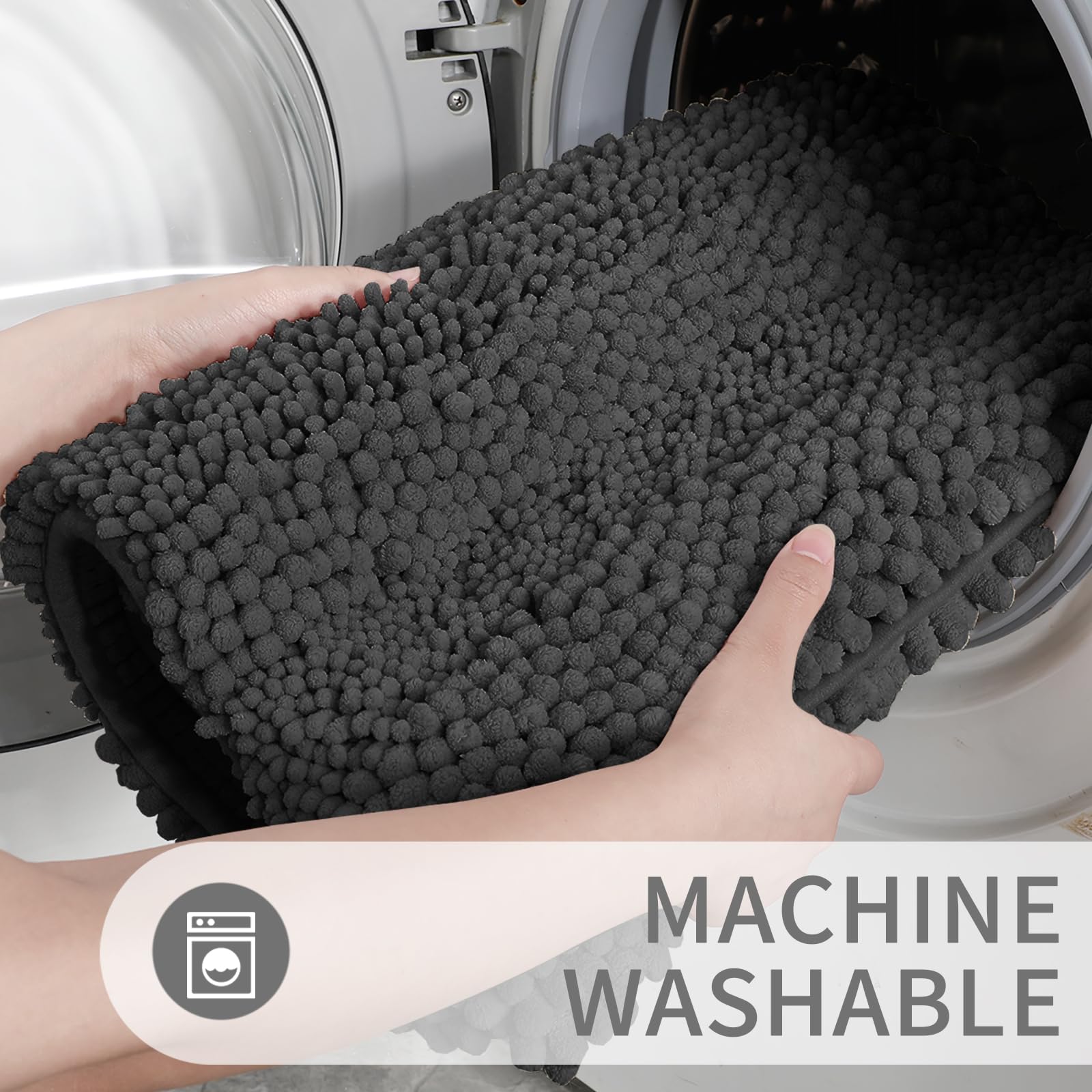 Non Slip and Super Absorbent Bath Mat,Machine Washable Quick Dry,Ultra Plush Chenille Shower Rugs for Bathroom Floor Sink Tub and Shower Outside