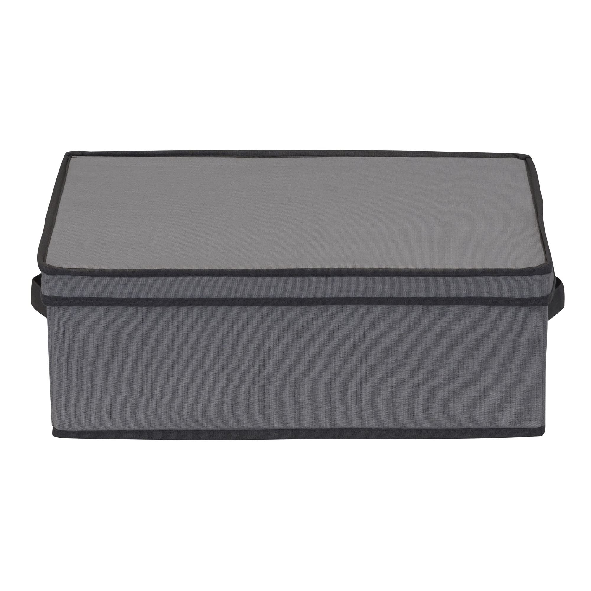 Stemware Storage Box with Lid and Handles | Champagne Glasses Canvas with Brown Trim