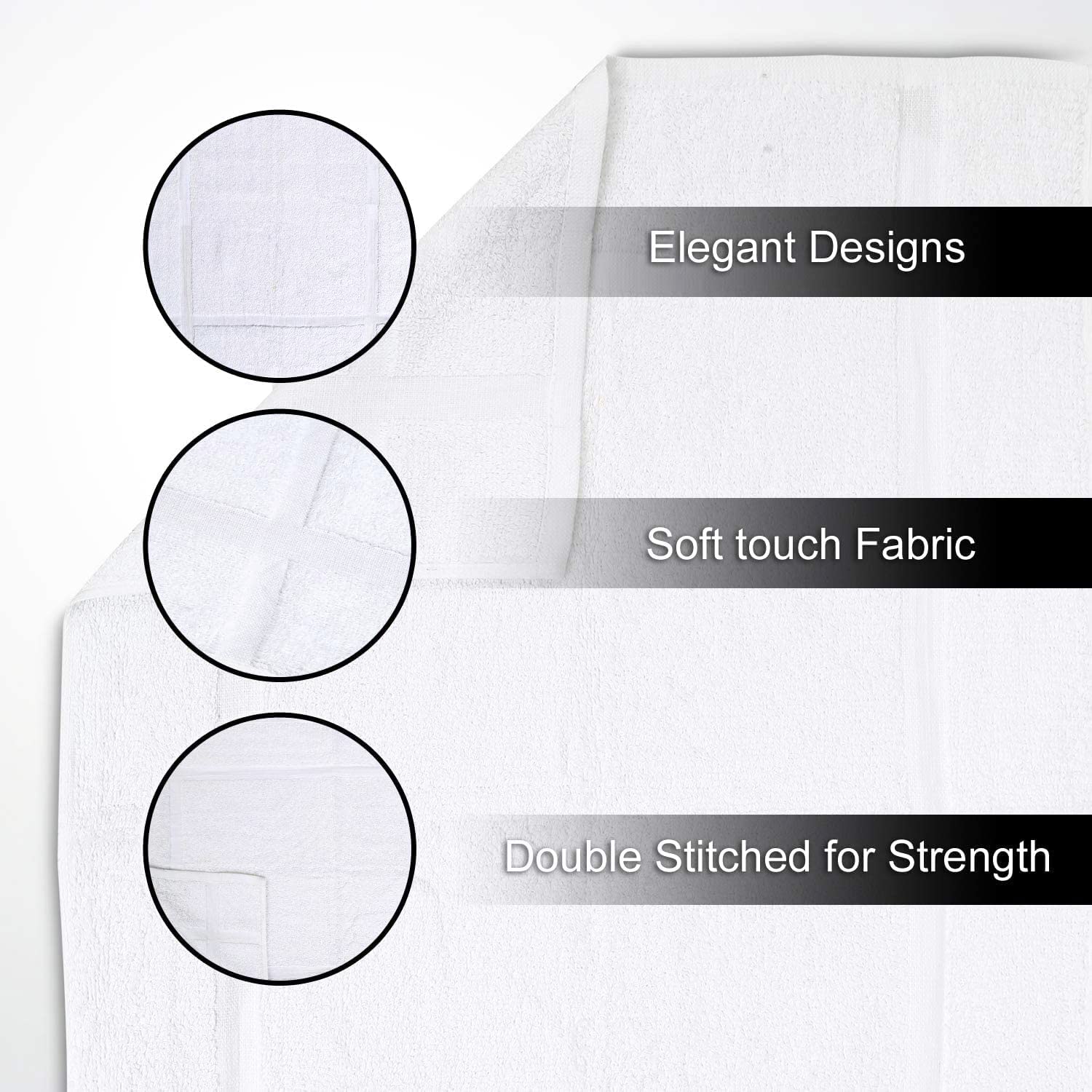 GOLD TEXTILES 12 Pack White Bath Mat Towels 20x30 Inches (Not a Bathroom Rug)- Cotton Blend Washable Economy Hotel Bath Mats