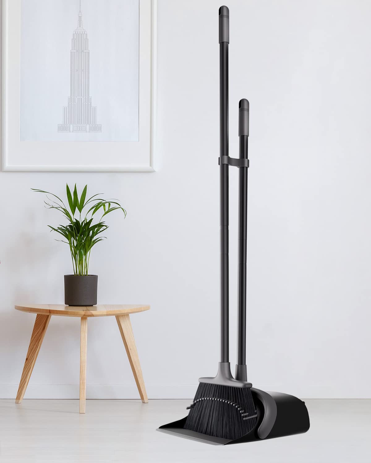 改Broom and Dustpan, Broom and Dustpan Set for Home, Long Handle Broom with Dustpan, Broom and Dustpan Combo for Office Home Kitchen Lobby Floor Use Dustpan and Broom Set