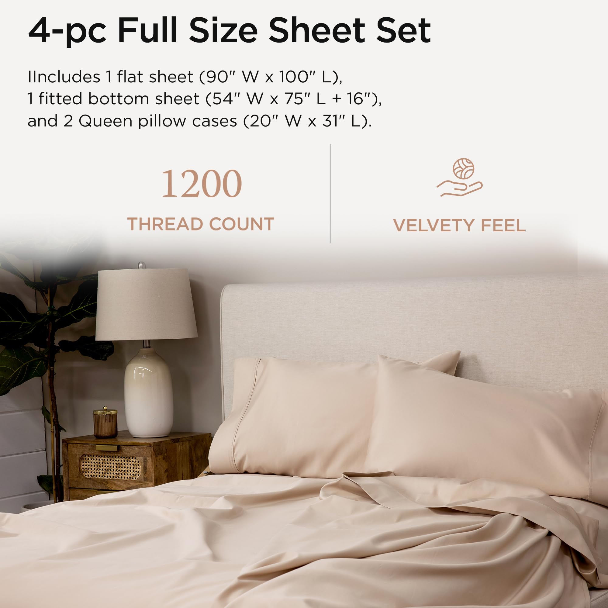 100% Supima Cotton Sheets, Luxury 1200 Thread Count Cotton Sheets for King Size Bed, 4 Pc Dark Grey King Bed Sheets Set, 5-Star Hotel Quality with Elasticized Deep Pocket King Sheets