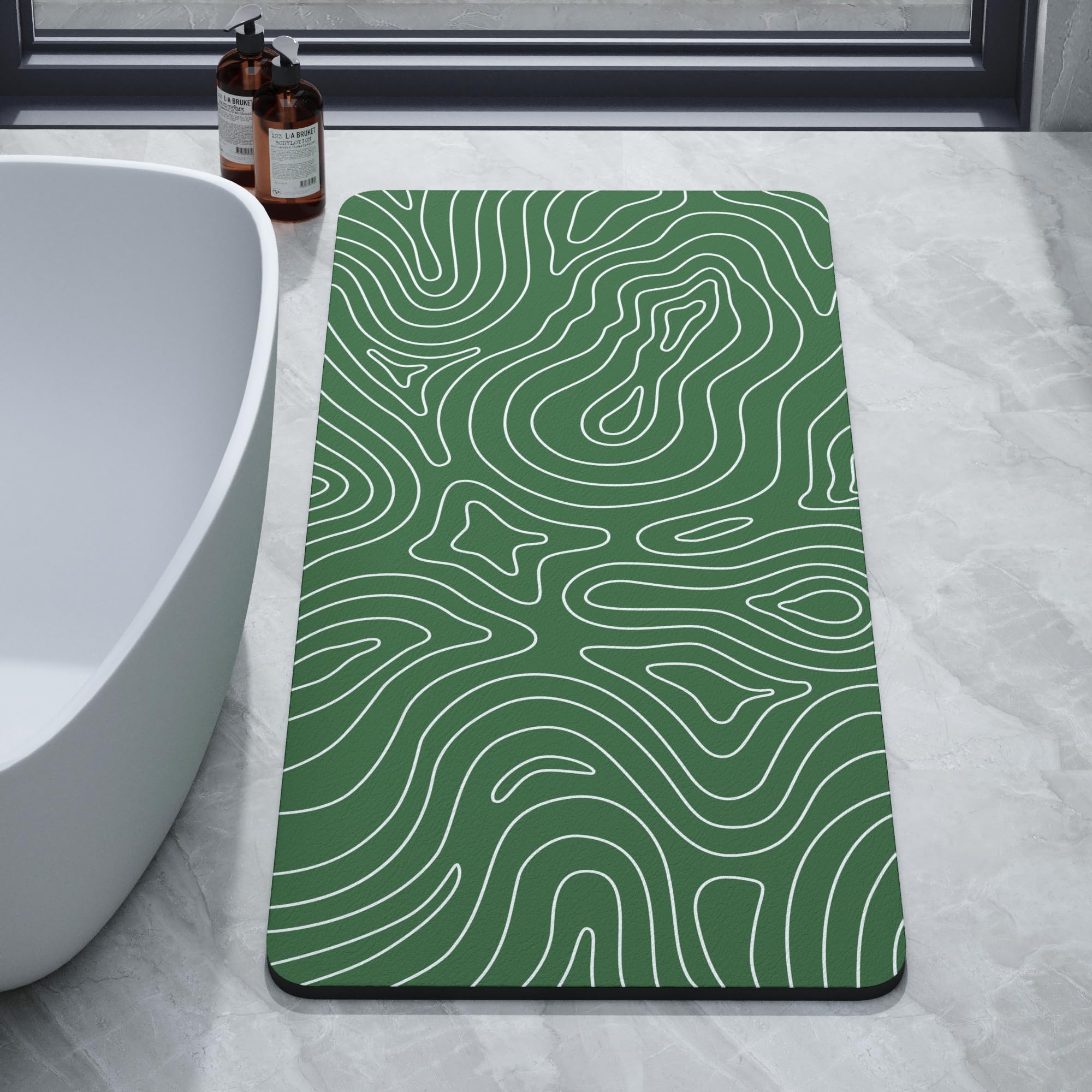 Super Absorbent Bath Mat Bathroom Rugs Washable Quick Dry Non Slip Bathroom Mats Soft Thin Diatomaceous Waterproof Rubber Backed Bath Rug Fit for Under Door Tub Shower Floor