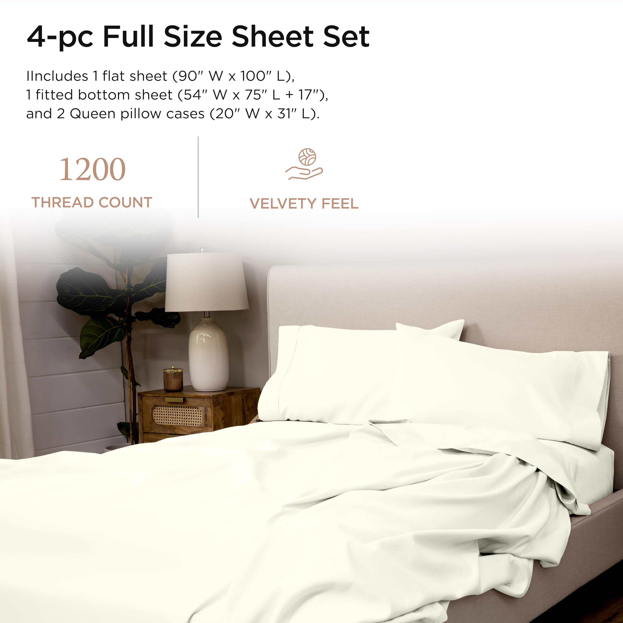 100% Supima Cotton Sheets, Luxury 1200 Thread Count Cotton Sheets for King Size Bed, 4 Pc Dark Grey King Bed Sheets Set, 5-Star Hotel Quality with Elasticized Deep Pocket King Sheets