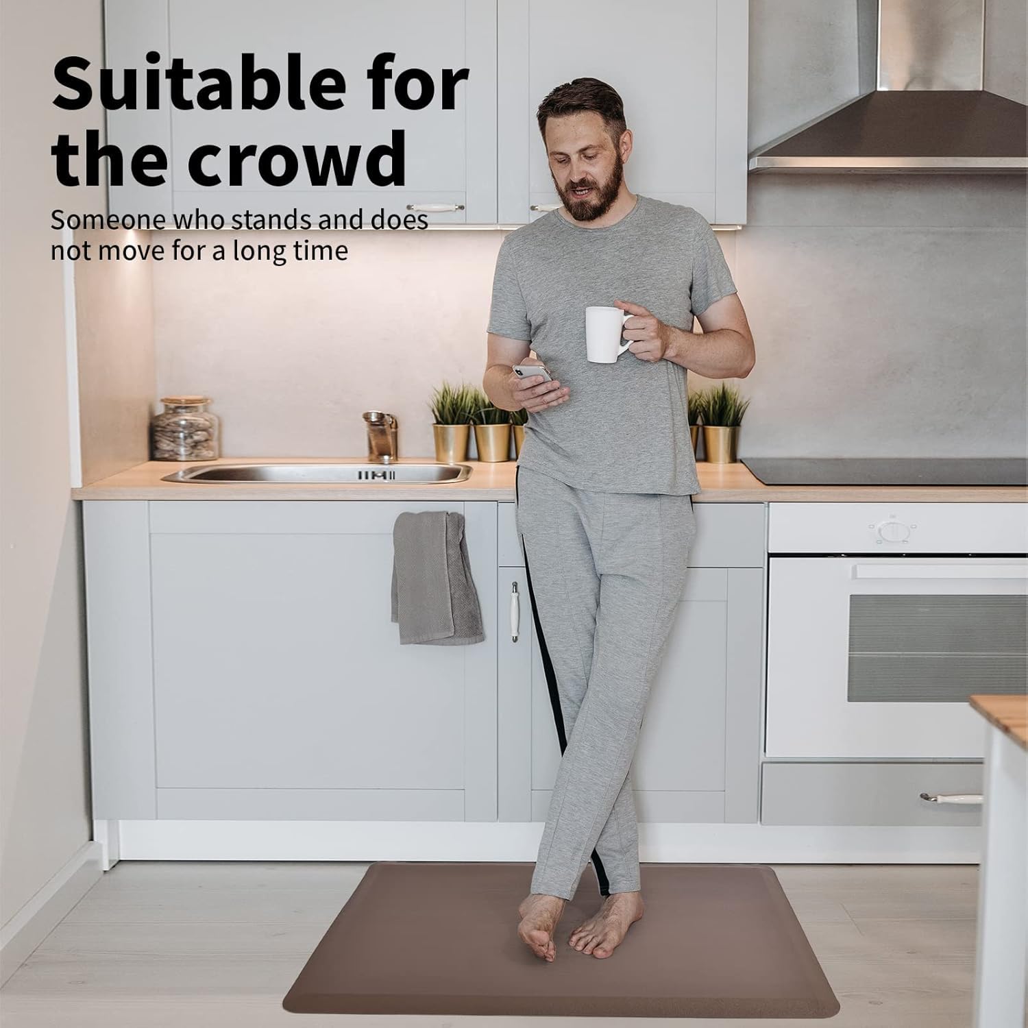 改Art3d Anti Fatigue Mat - 1/2 Inch Cushioned Kitchen Mat -Comfort &amp; Non Slip Cushion for Standing Desk, Office or Garage Floor (17.3"x28", Black)