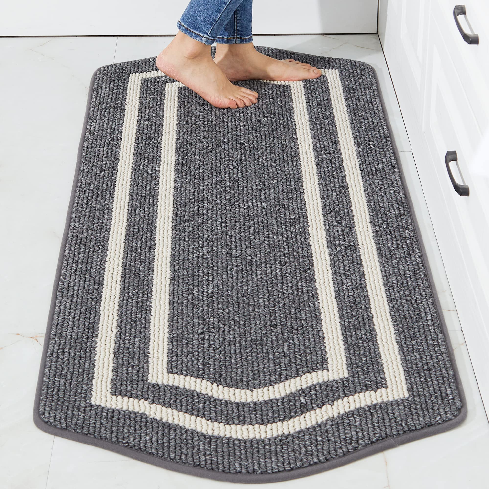 Long Kitchen Floor Mats for in Front of Sink Super Absorbent Kitchen Rugs and Mats Non-Skid Kitchen Mat Standing Mat Washable,Polypropylene,