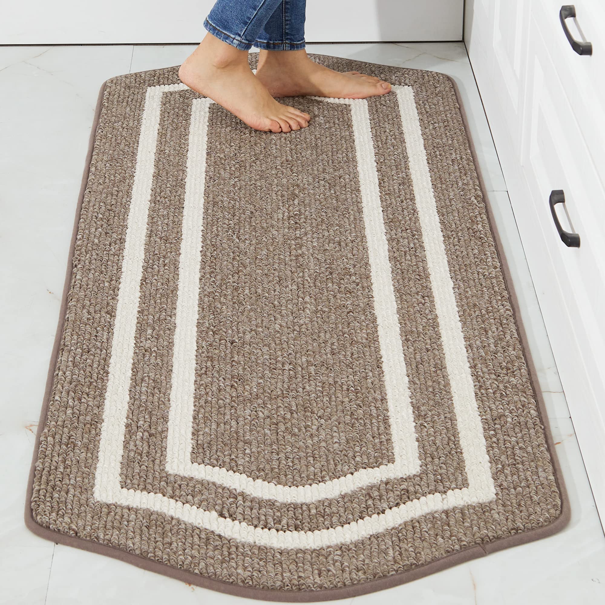 Long Kitchen Floor Mats for in Front of Sink Super Absorbent Kitchen Rugs and Mats Non-Skid Kitchen Mat Standing Mat Washable,Polypropylene,