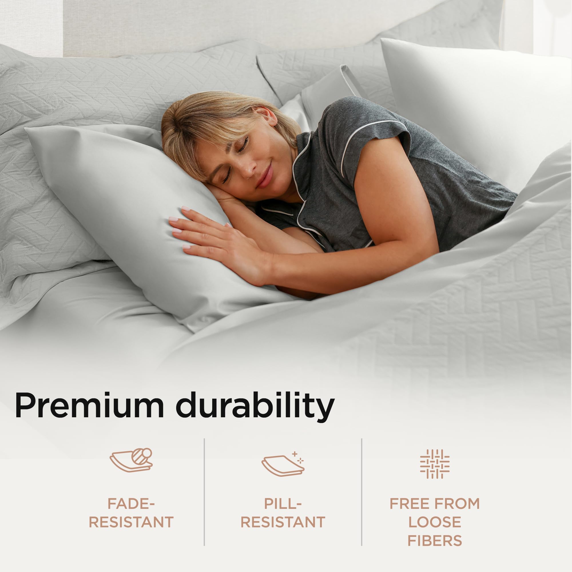 100% Supima Cotton Sheets, Luxury 1200 Thread Count Cotton Sheets for King Size Bed, 4 Pc Dark Grey King Bed Sheets Set, 5-Star Hotel Quality with Elasticized Deep Pocket King Sheets