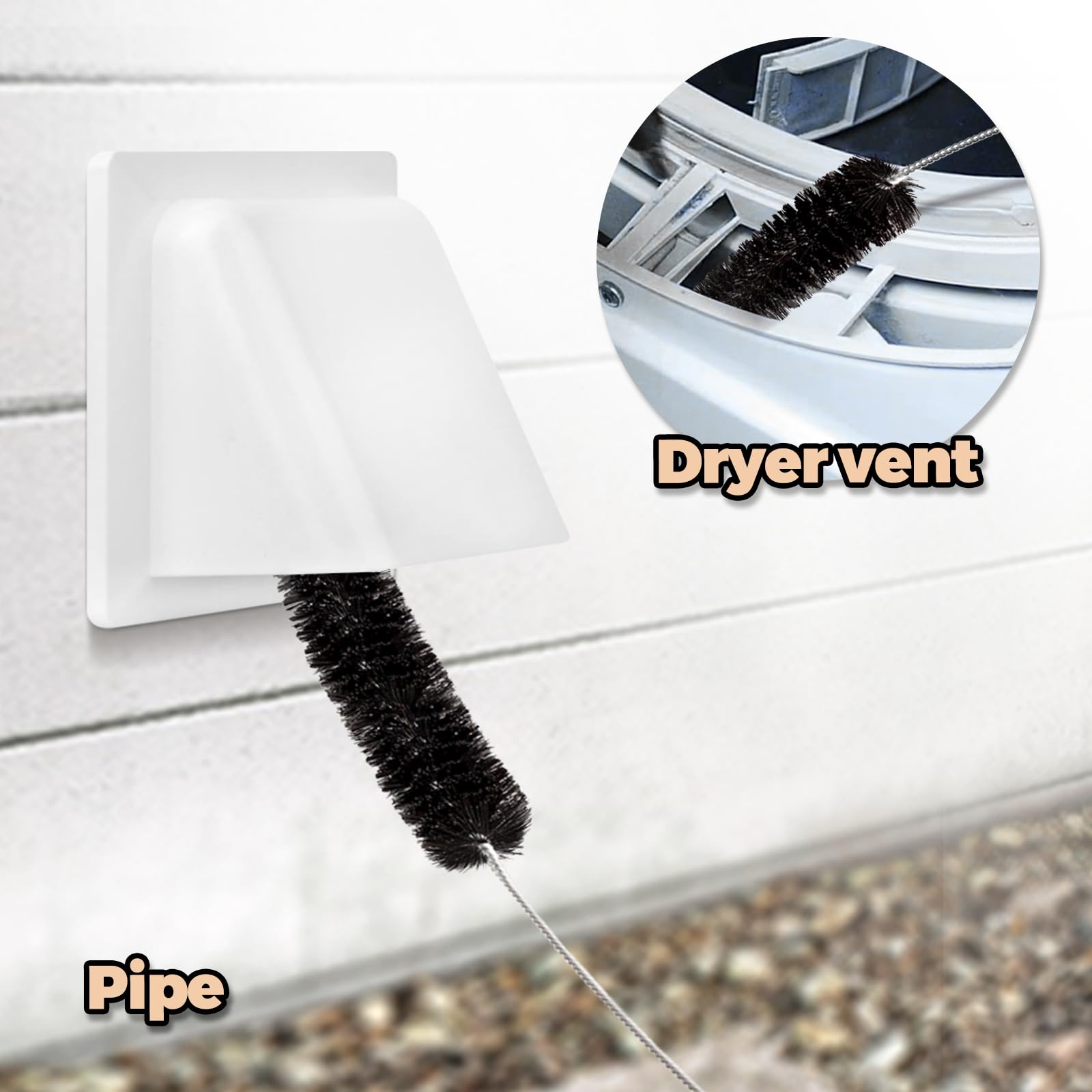 改Holikme 2 Pack Dryer Vent Cleaner Kit Clothes Dryer Lint Brush Vent Trap Cleaner Home Essentials Long Flexible Vacuum Brush